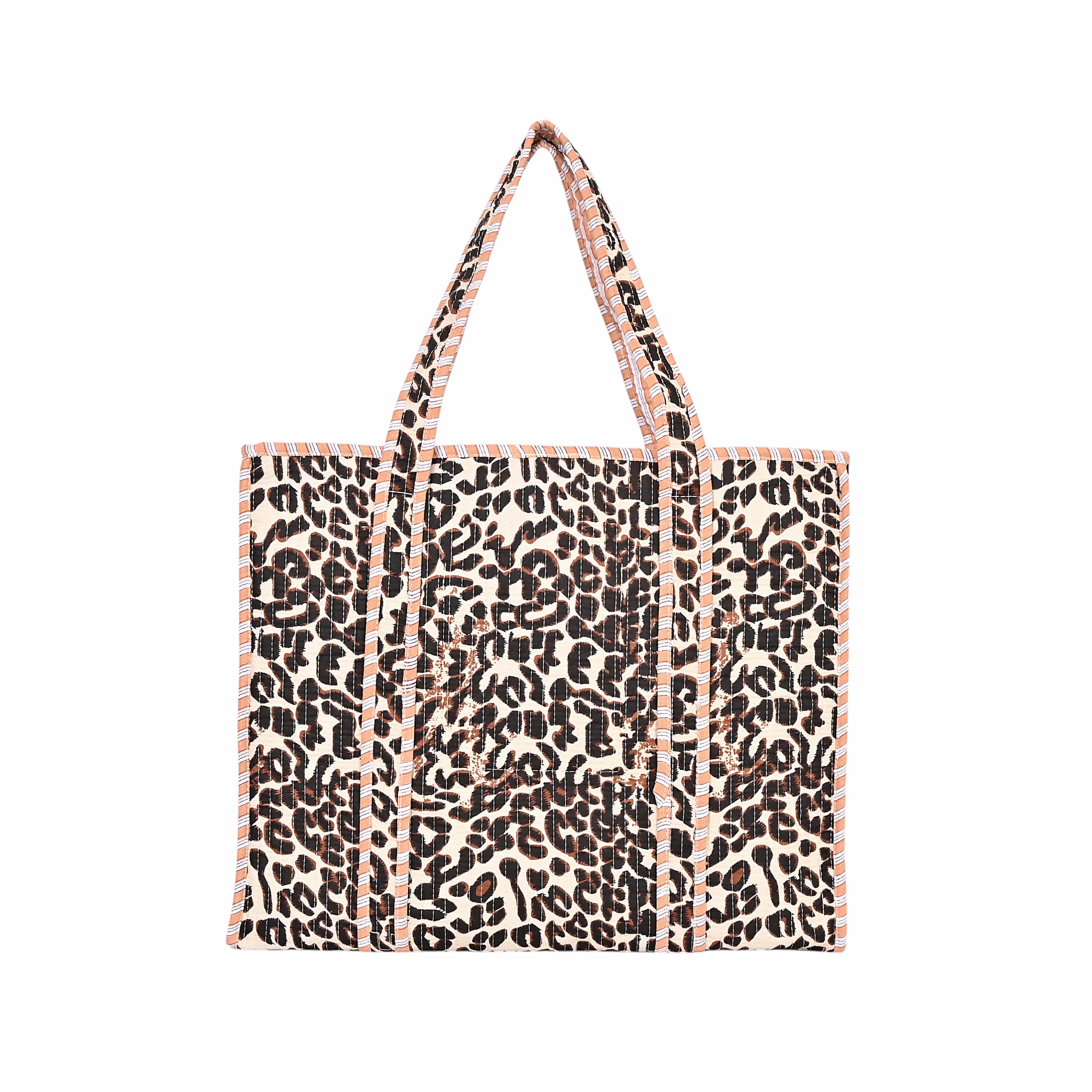 The Leopard Multi Print Tote — handmade hand block printed cotton tote bag, ethically made in Rajasthan, India