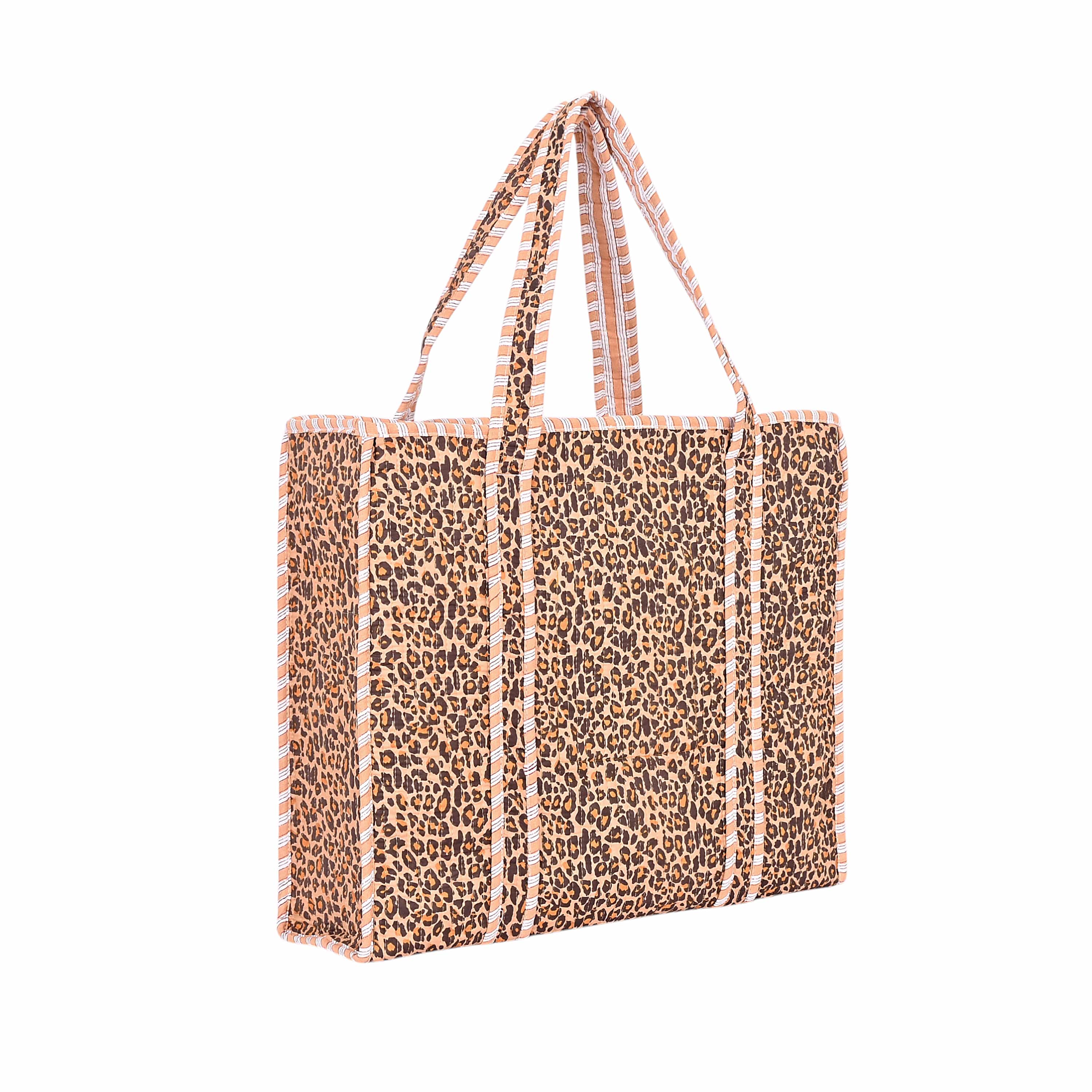 The Brown Leopard Tote — handmade hand block printed cotton tote bag, ethically made in Rajasthan, India