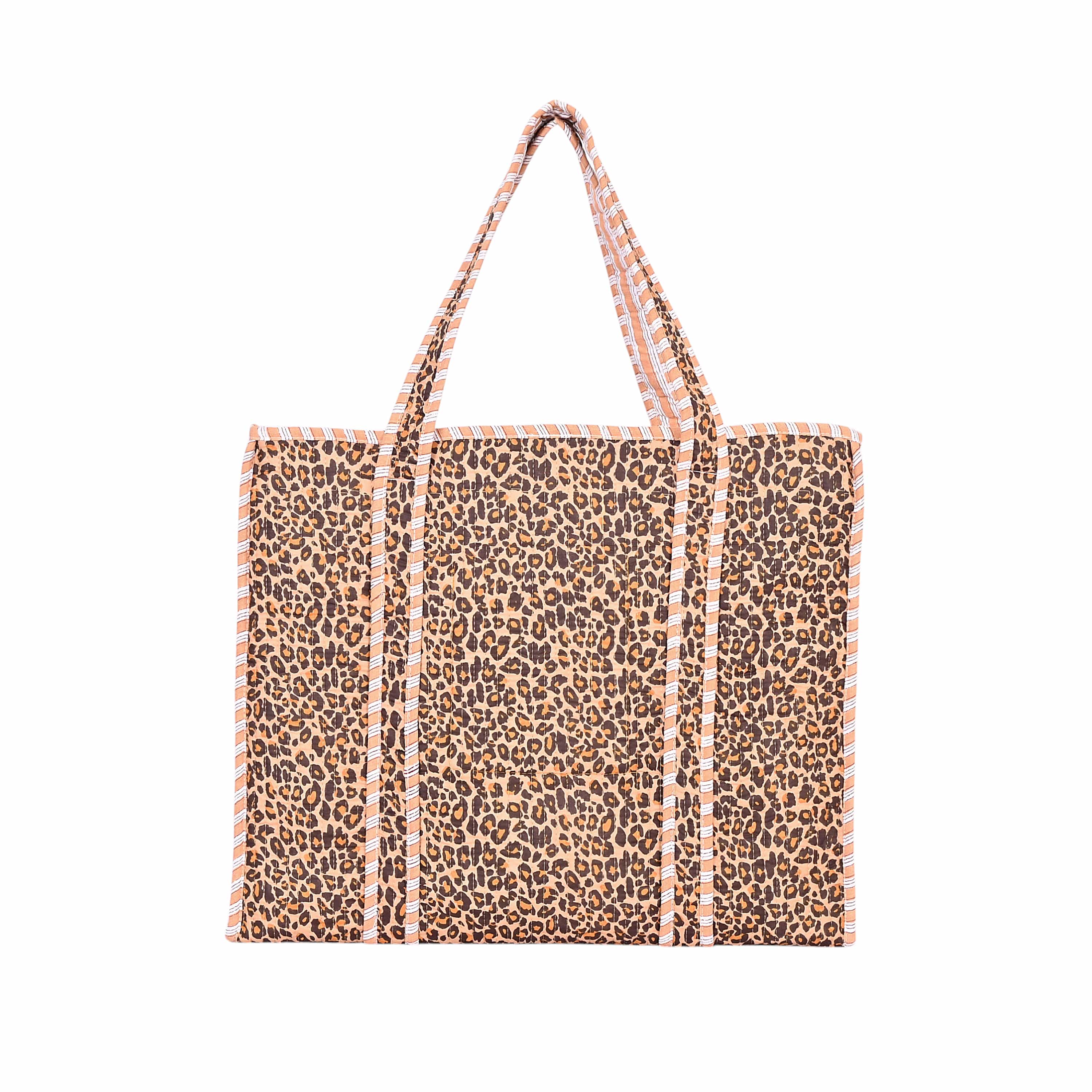 The Brown Leopard Tote — handmade hand block printed cotton tote bag, ethically made in Rajasthan, India
