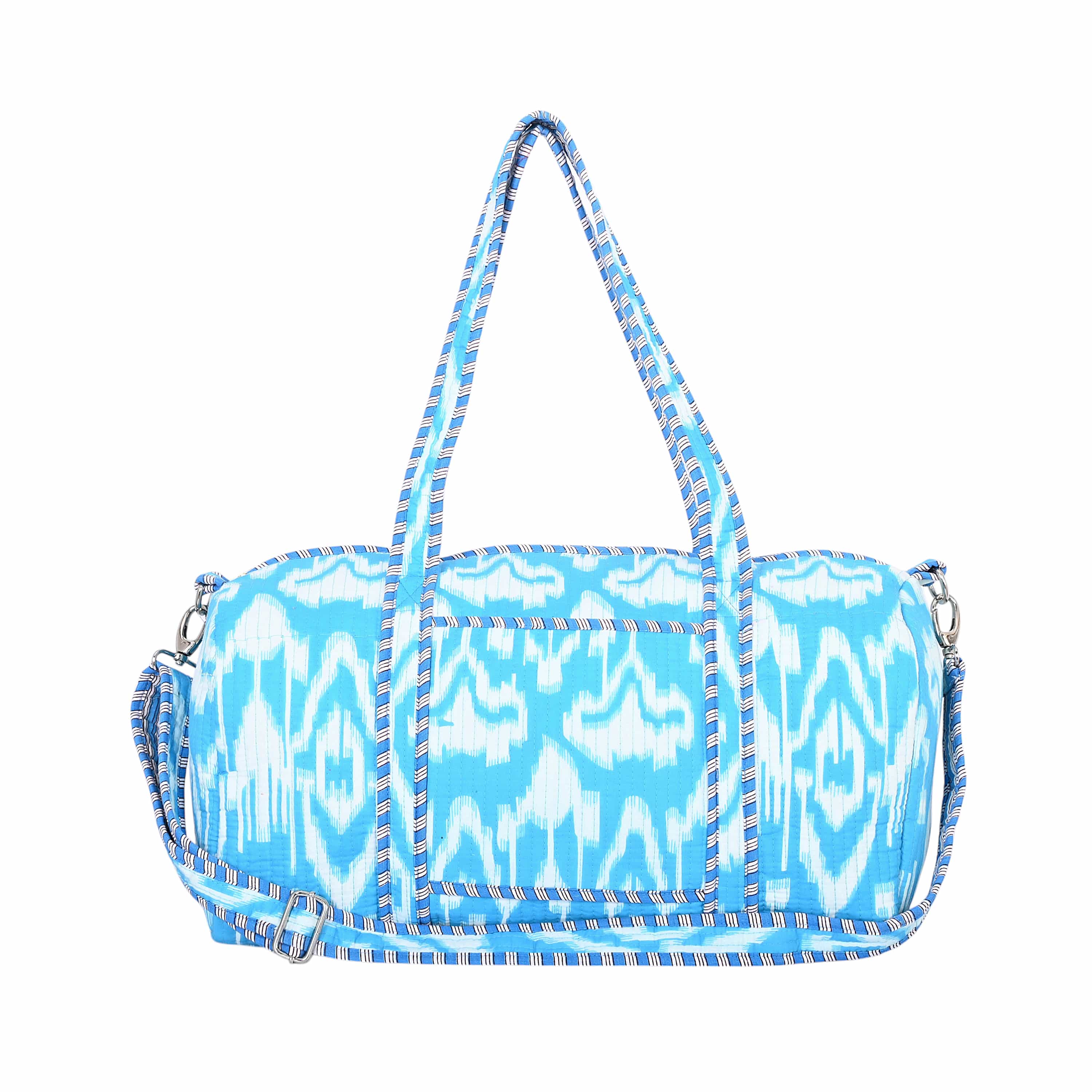 The Ikat Cotton Weekender — handmade hand block printed cotton weekender bag, ethically made in Rajasthan, India