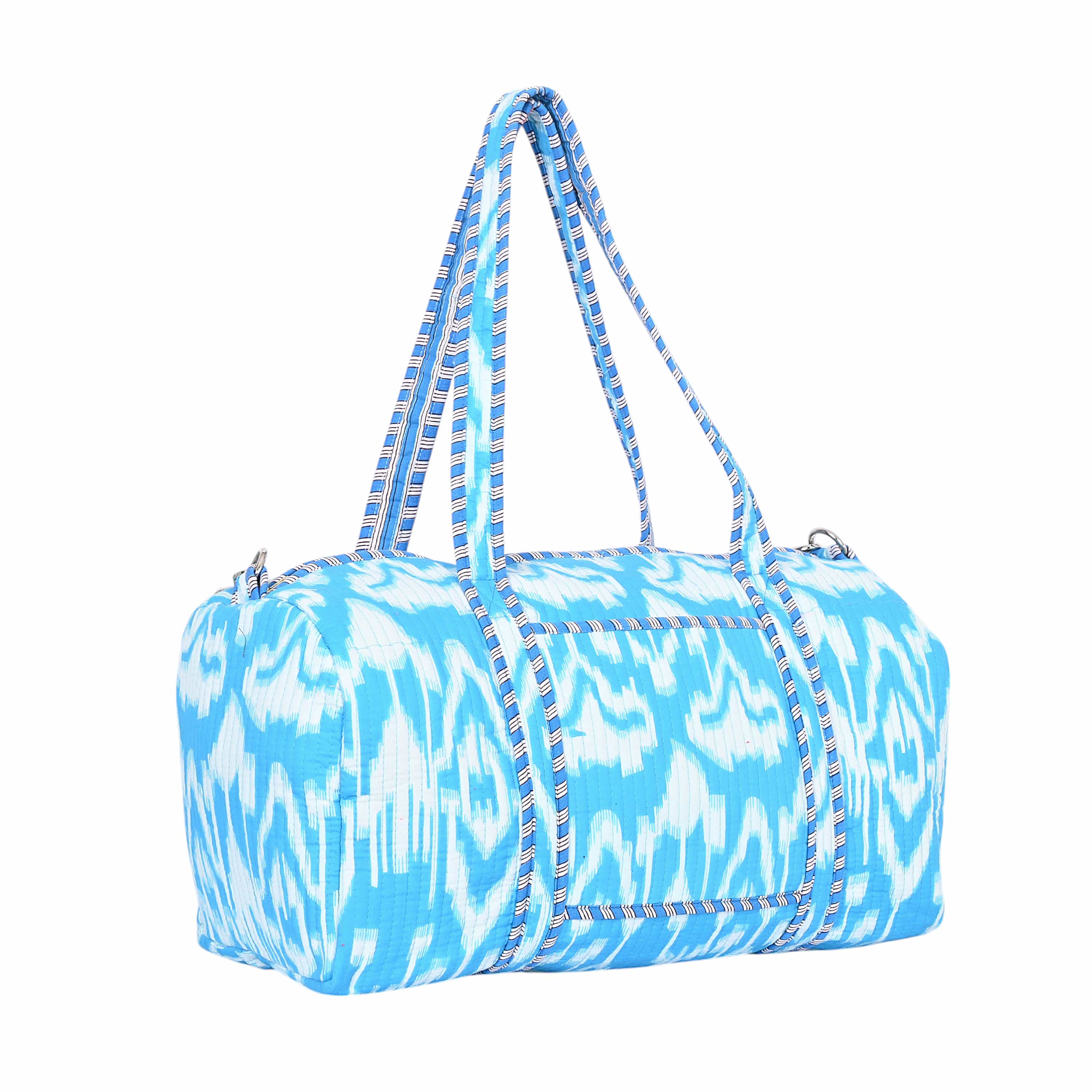 The Ikat Cotton Weekender — handmade hand block printed cotton weekender bag, ethically made in Rajasthan, India