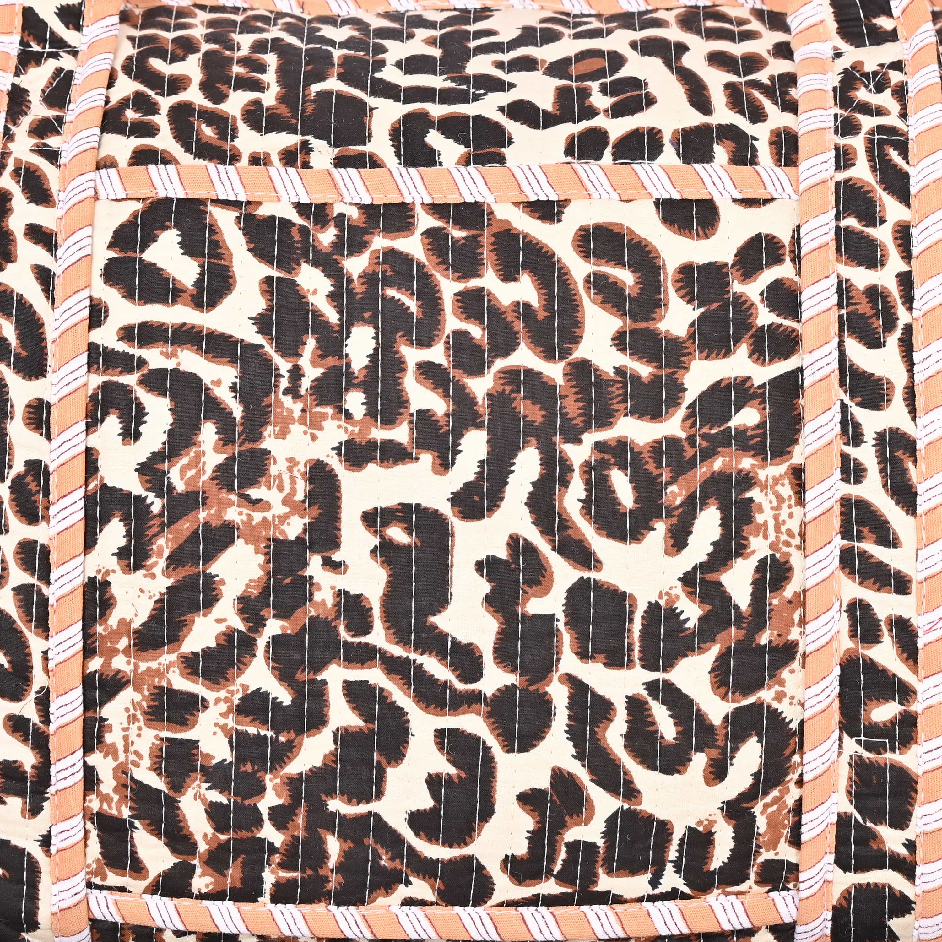 The Leopard Print Cotton Weekender — handmade hand block printed cotton weekender bag, ethically made in Rajasthan, India