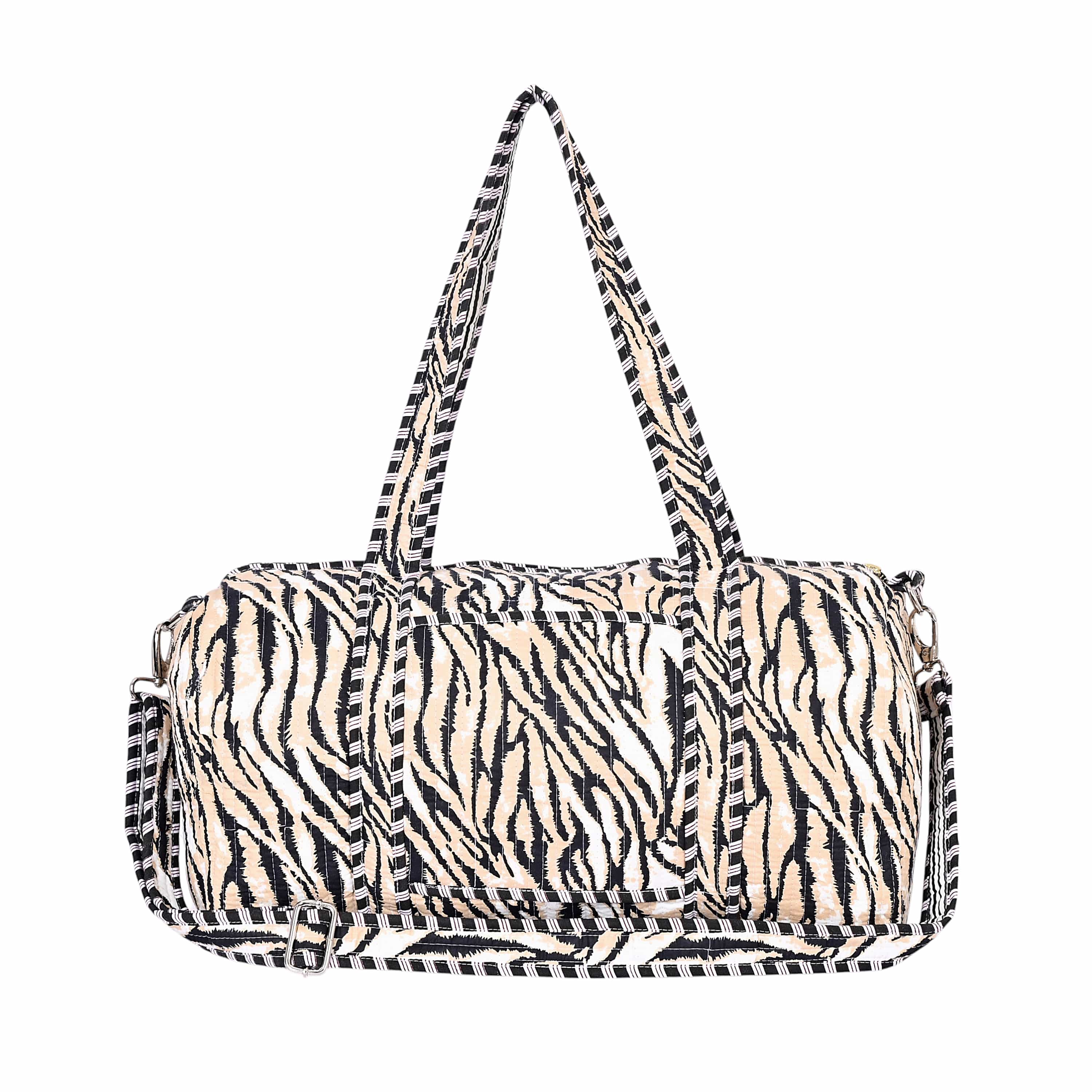 The Striped Tiger Cotton Weekender — handmade hand block printed cotton weekender bag, ethically made in Rajasthan, India