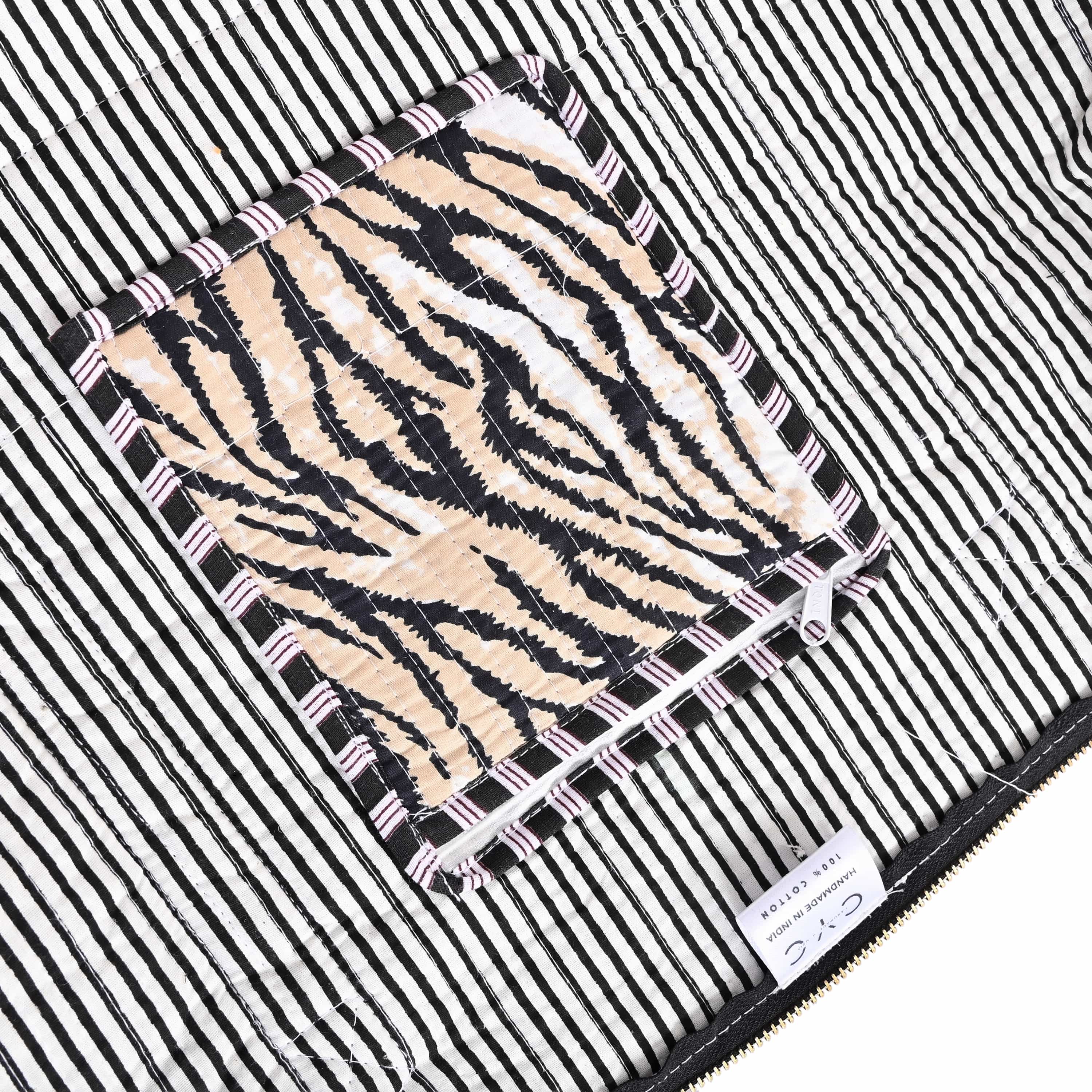 The Striped Tiger Cotton Weekender — handmade hand block printed cotton weekender bag, ethically made in Rajasthan, India