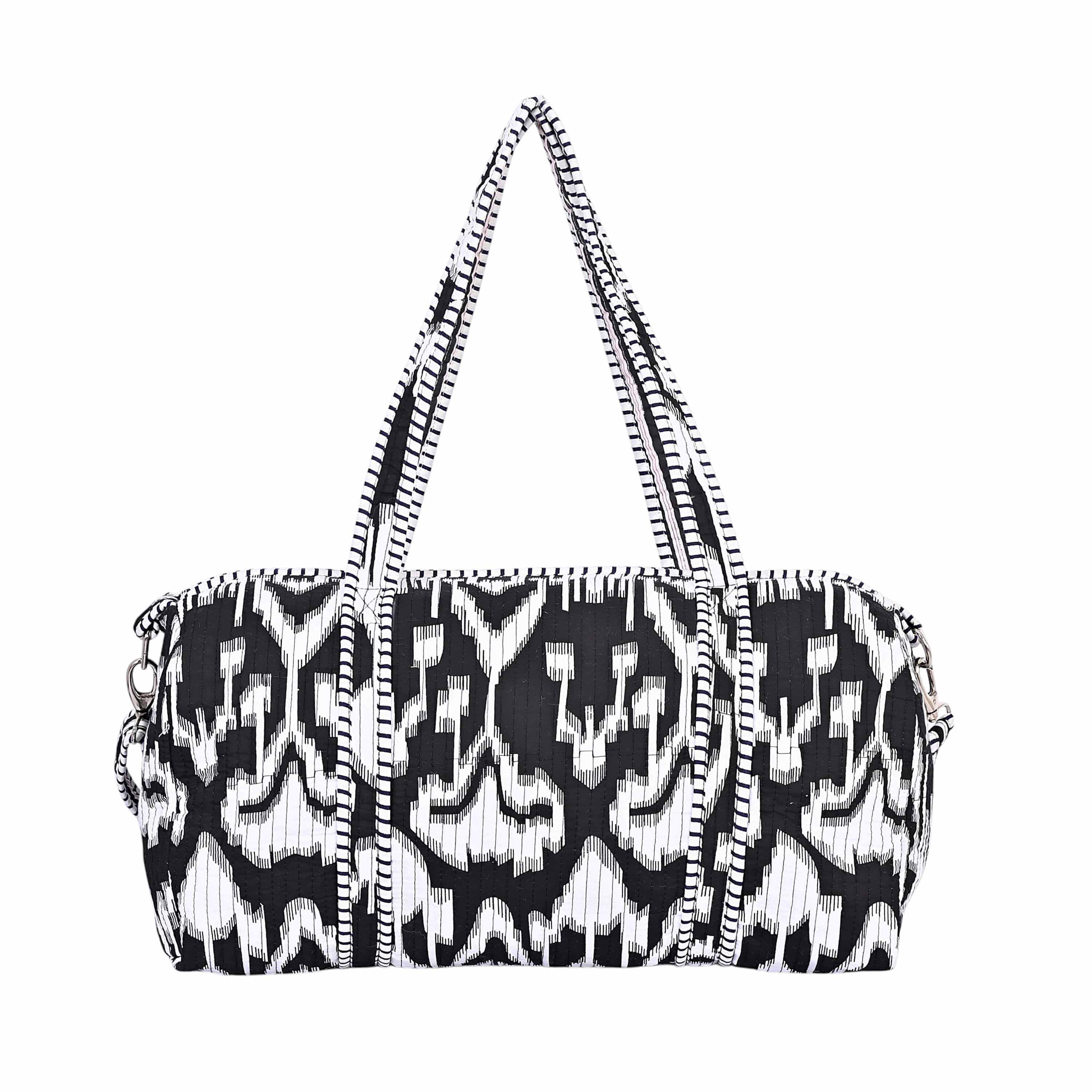 The Ikat Cotton Weekender — handmade hand block printed cotton weekender bag, ethically made in Rajasthan, India