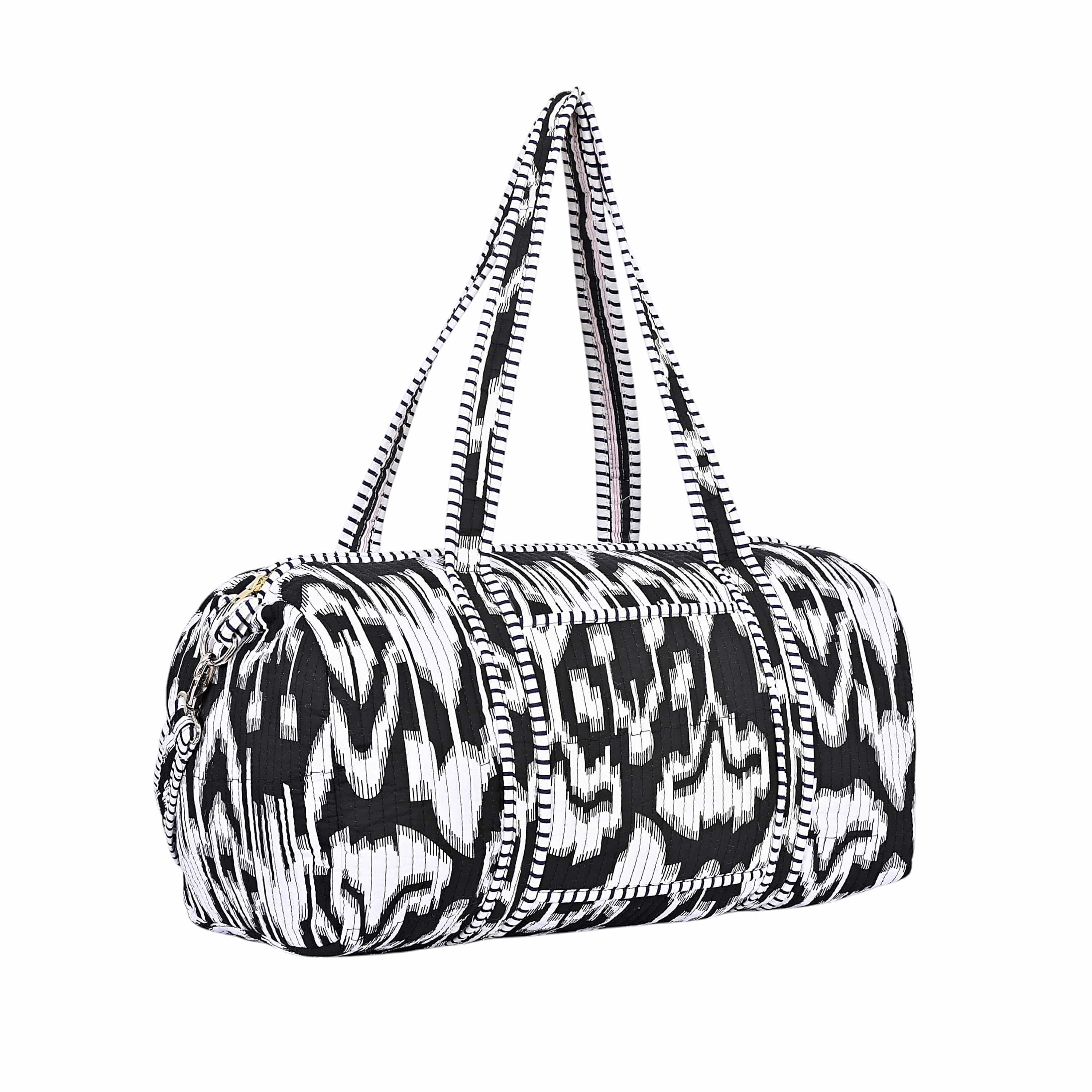 The Ikat Cotton Weekender — handmade hand block printed cotton weekender bag, ethically made in Rajasthan, India