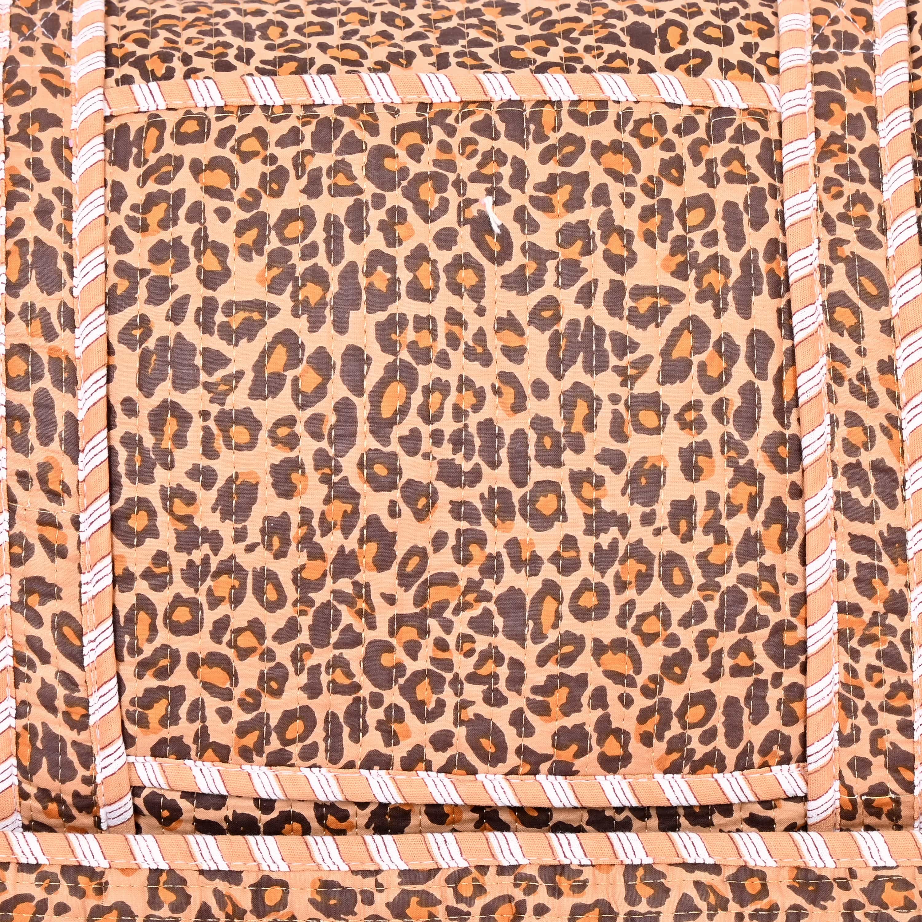 The Brown Leopard Print Cotton Weekender — handmade hand block printed cotton weekender bag, ethically made in Rajasthan, India