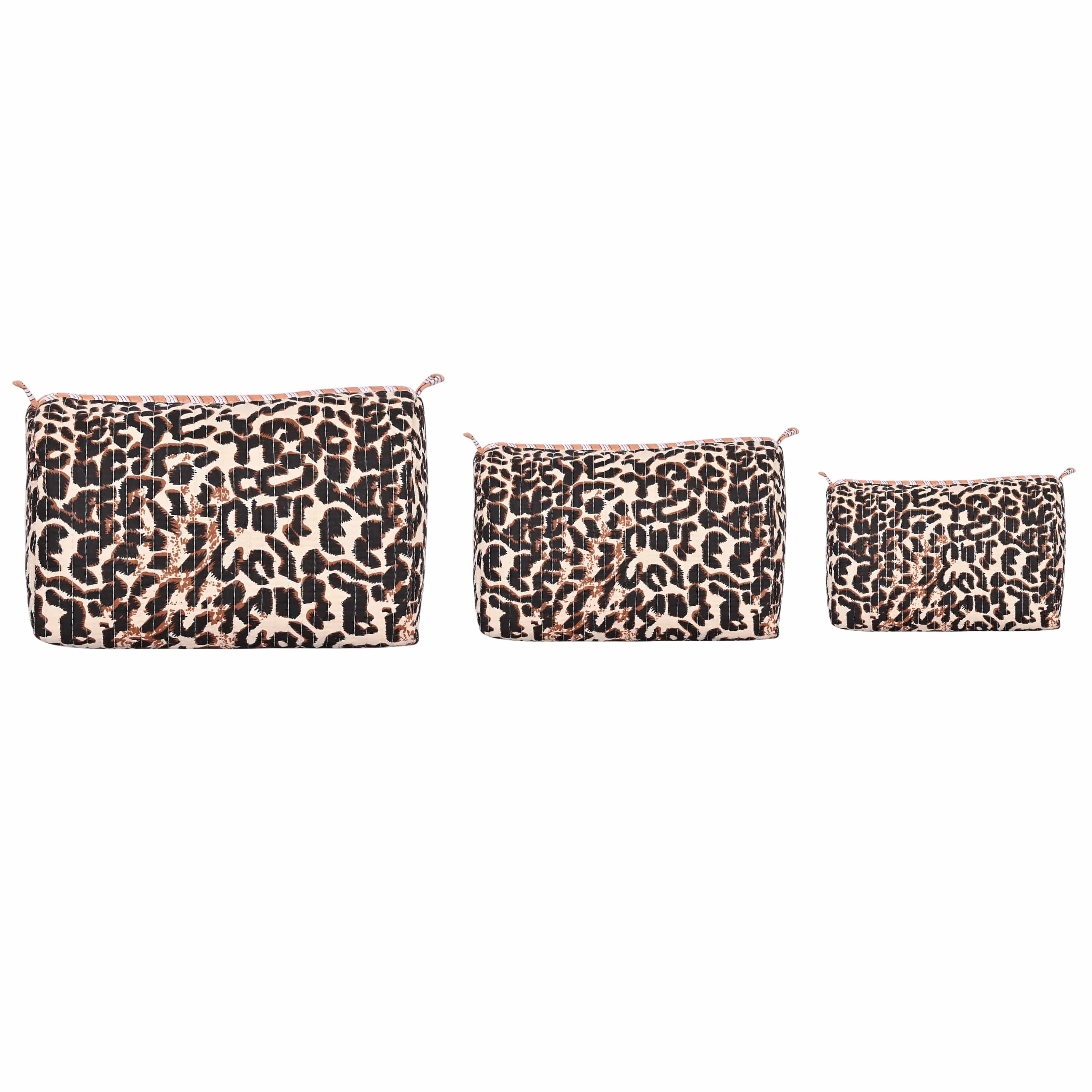 The Leopard Multi Cotton Travel Set — handmade hand block printed cotton travel pouch set, ethically made in Rajasthan, India