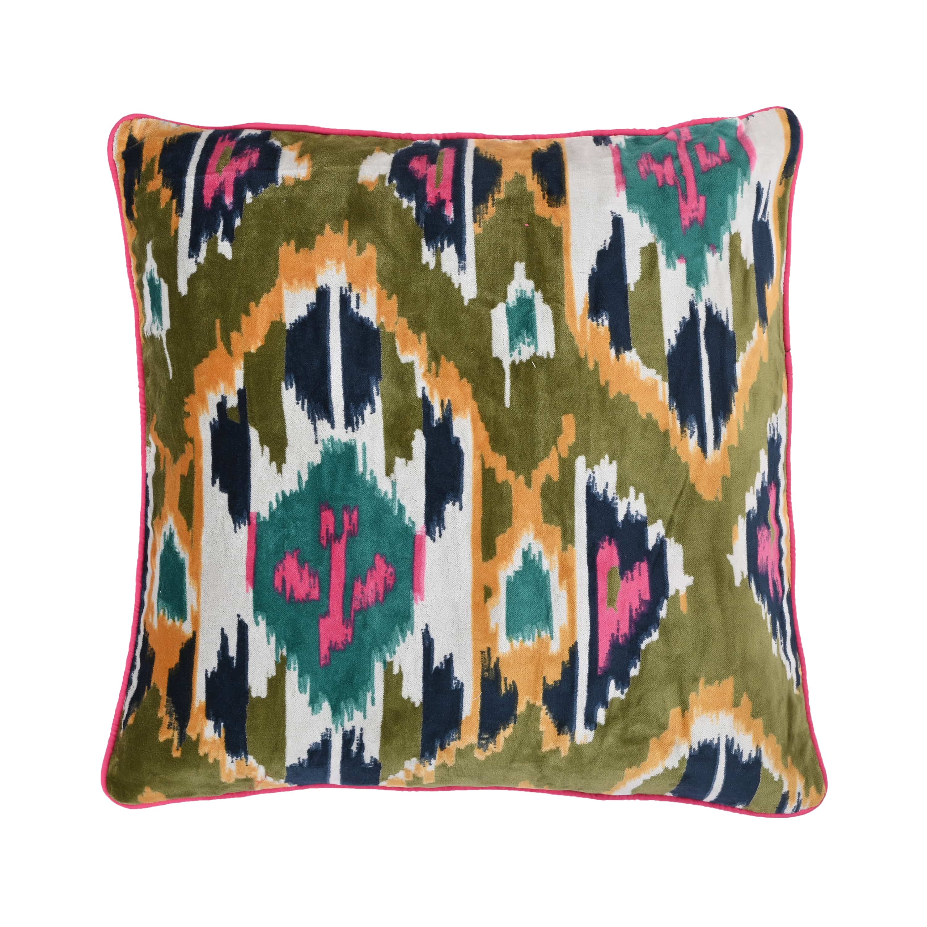 Velvet Ikat Cushion — handmade quilted velvet cushion cover, ethically made in Rajasthan, India
