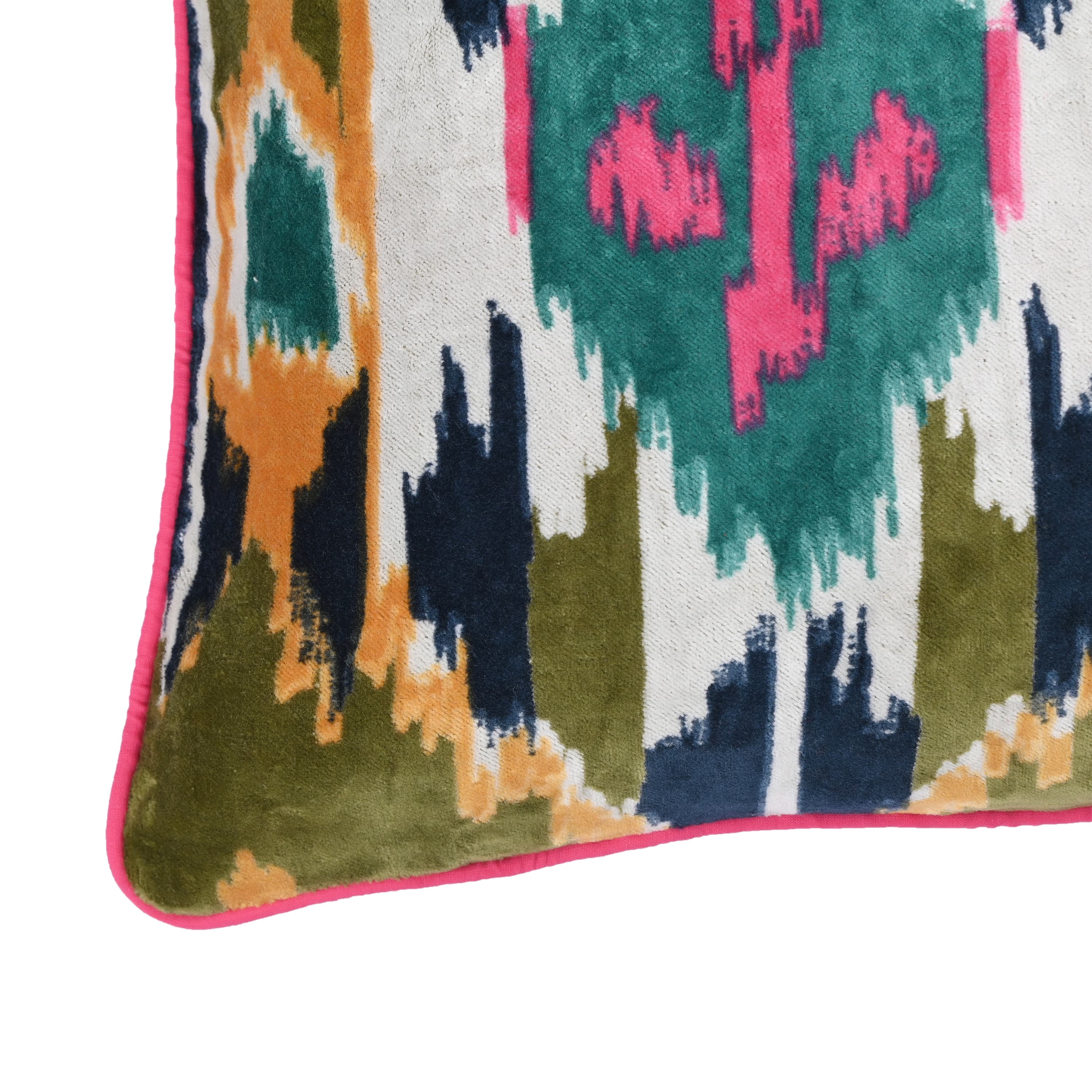 Velvet Ikat Cushion — handmade quilted velvet cushion cover, ethically made in Rajasthan, India