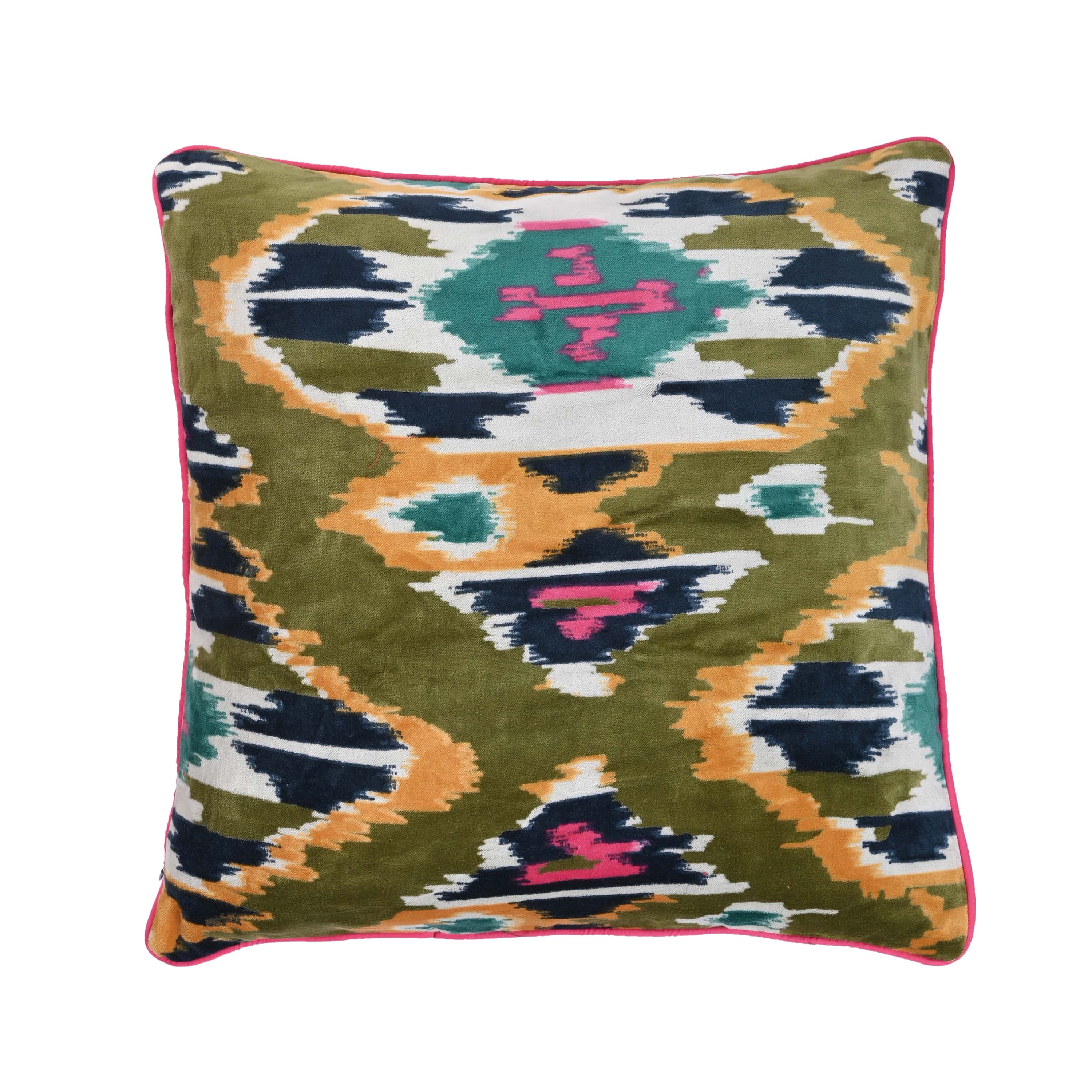 Velvet Ikat Cushion — handmade quilted velvet cushion cover, ethically made in Rajasthan, India