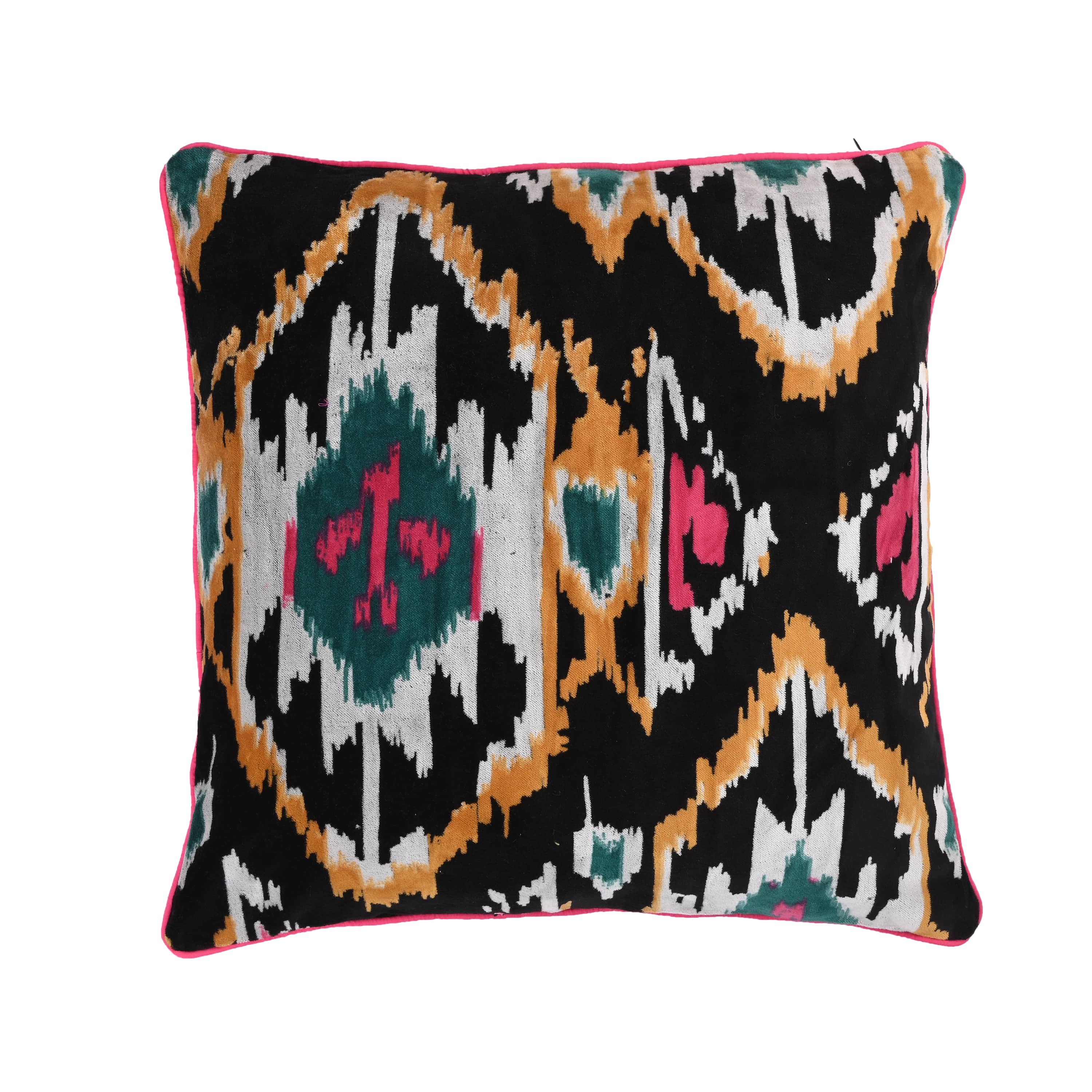 Velvet Ikat Cushion — handmade quilted velvet cushion cover, ethically made in Rajasthan, India