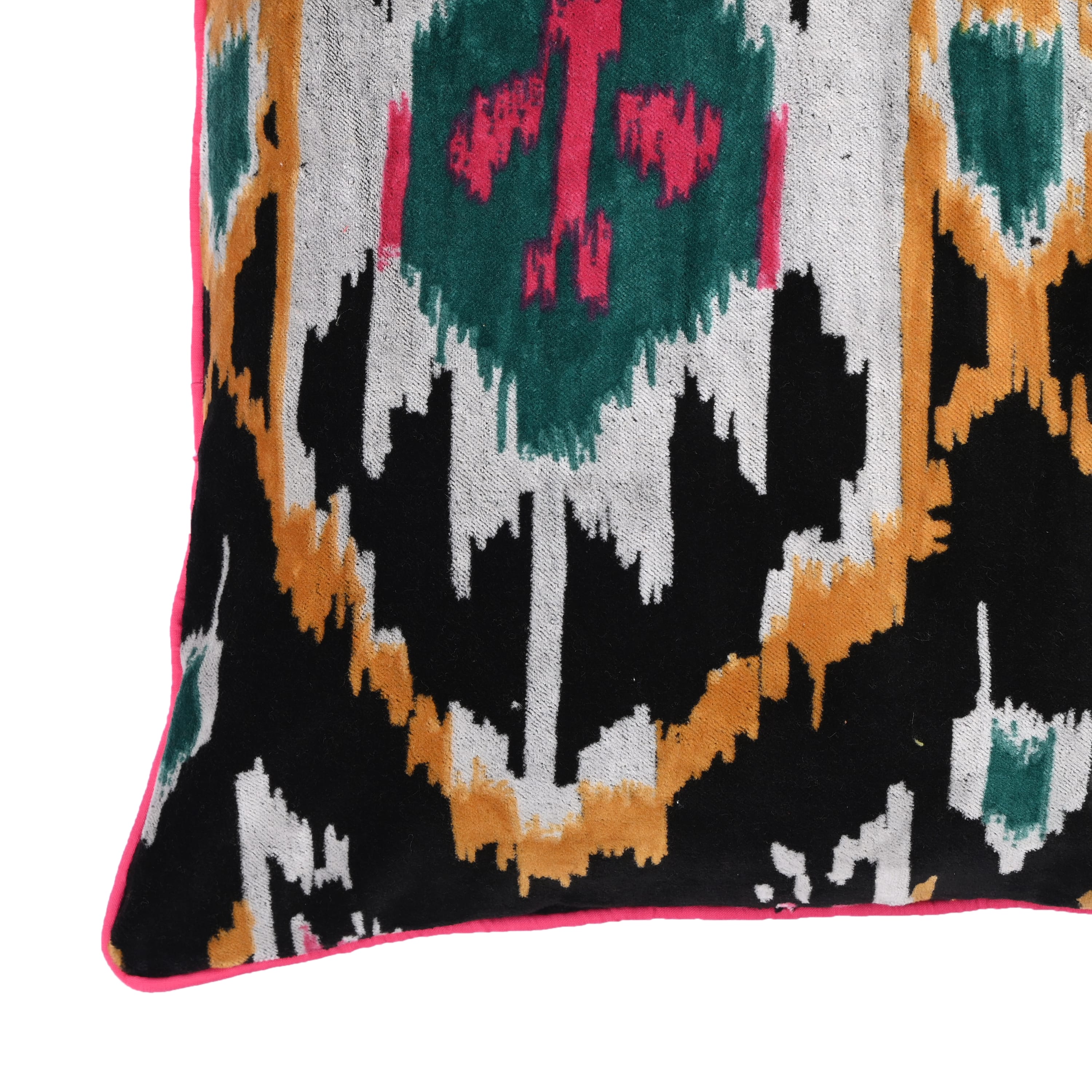 Velvet Ikat Cushion — handmade quilted velvet cushion cover, ethically made in Rajasthan, India