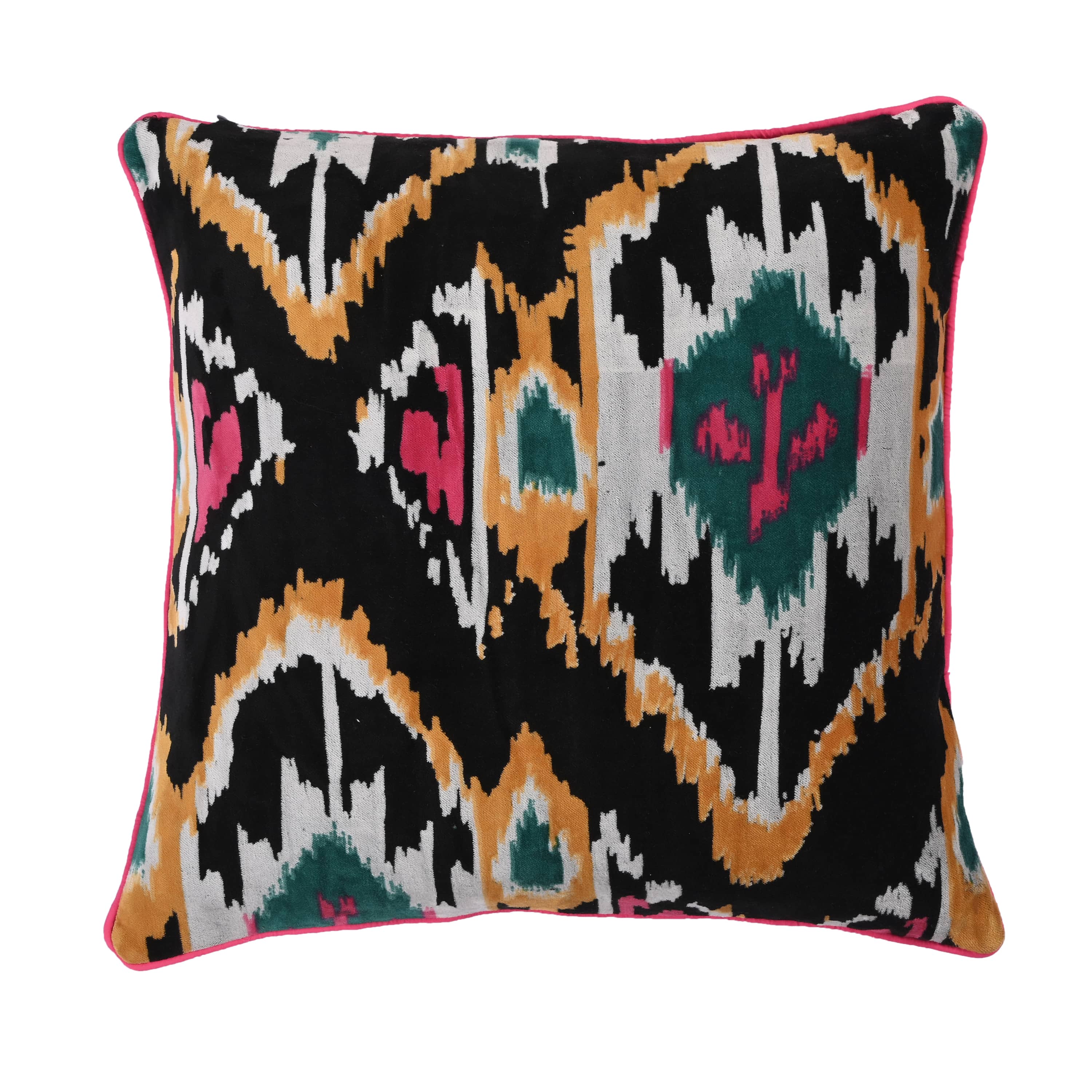 Velvet Ikat Cushion — handmade quilted velvet cushion cover, ethically made in Rajasthan, India