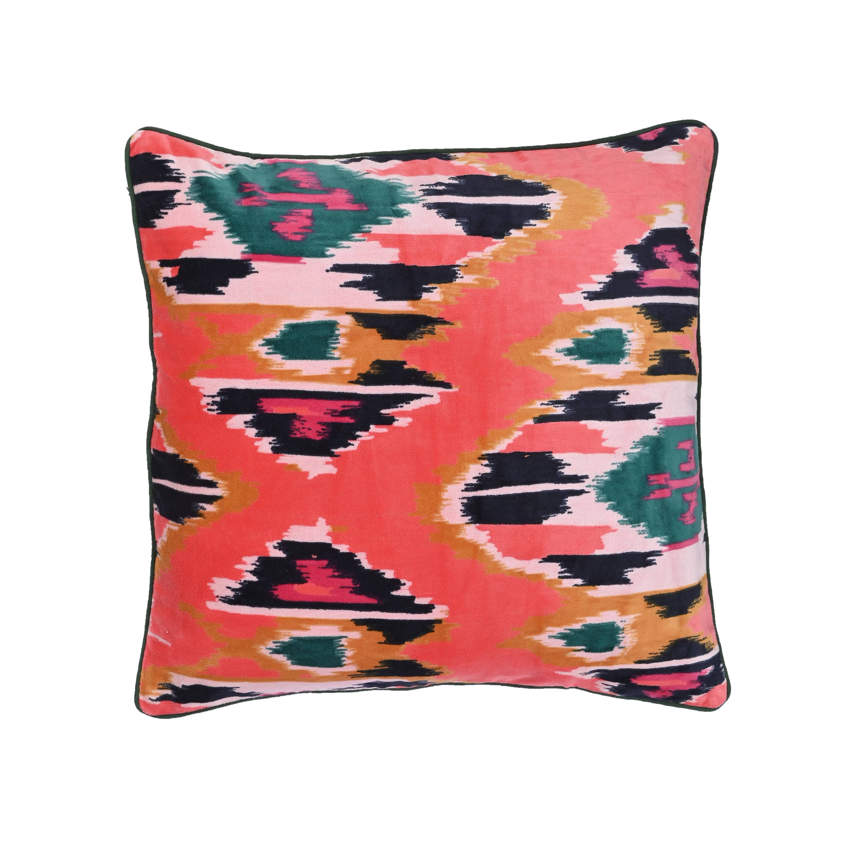 Velvet Ikat Cushion — handmade quilted velvet cushion cover, ethically made in Rajasthan, India