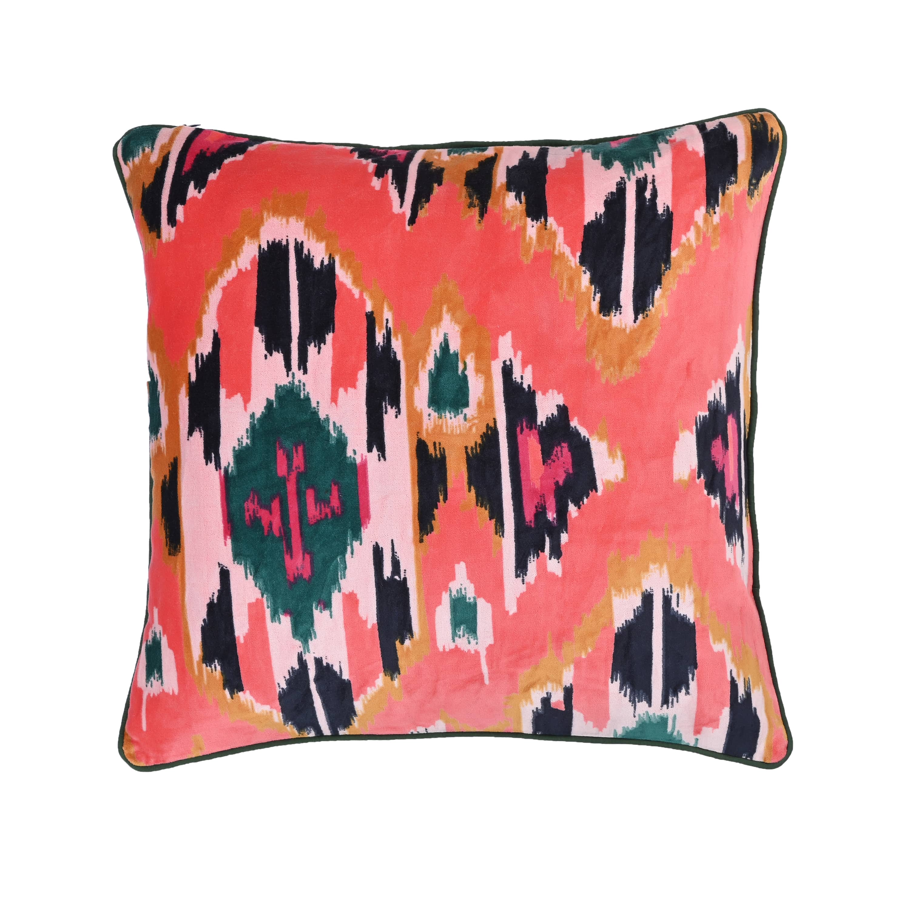 Velvet Ikat Cushion — handmade quilted velvet cushion cover, ethically made in Rajasthan, India