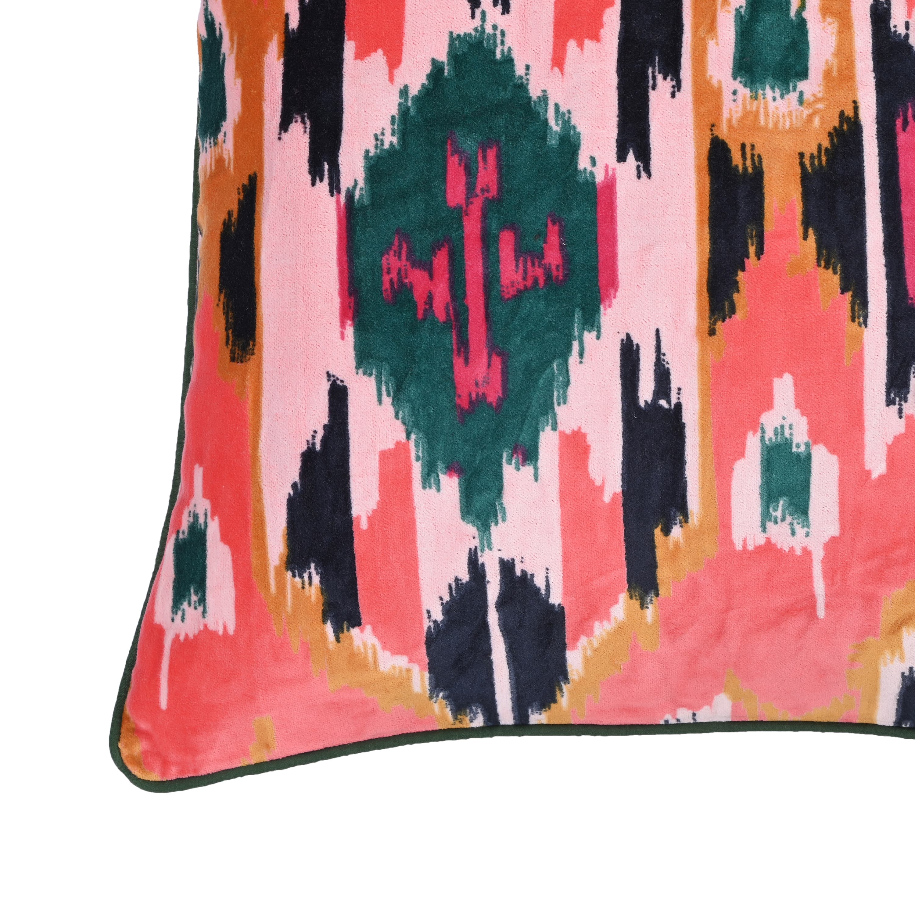 Velvet Ikat Cushion — handmade quilted velvet cushion cover, ethically made in Rajasthan, India
