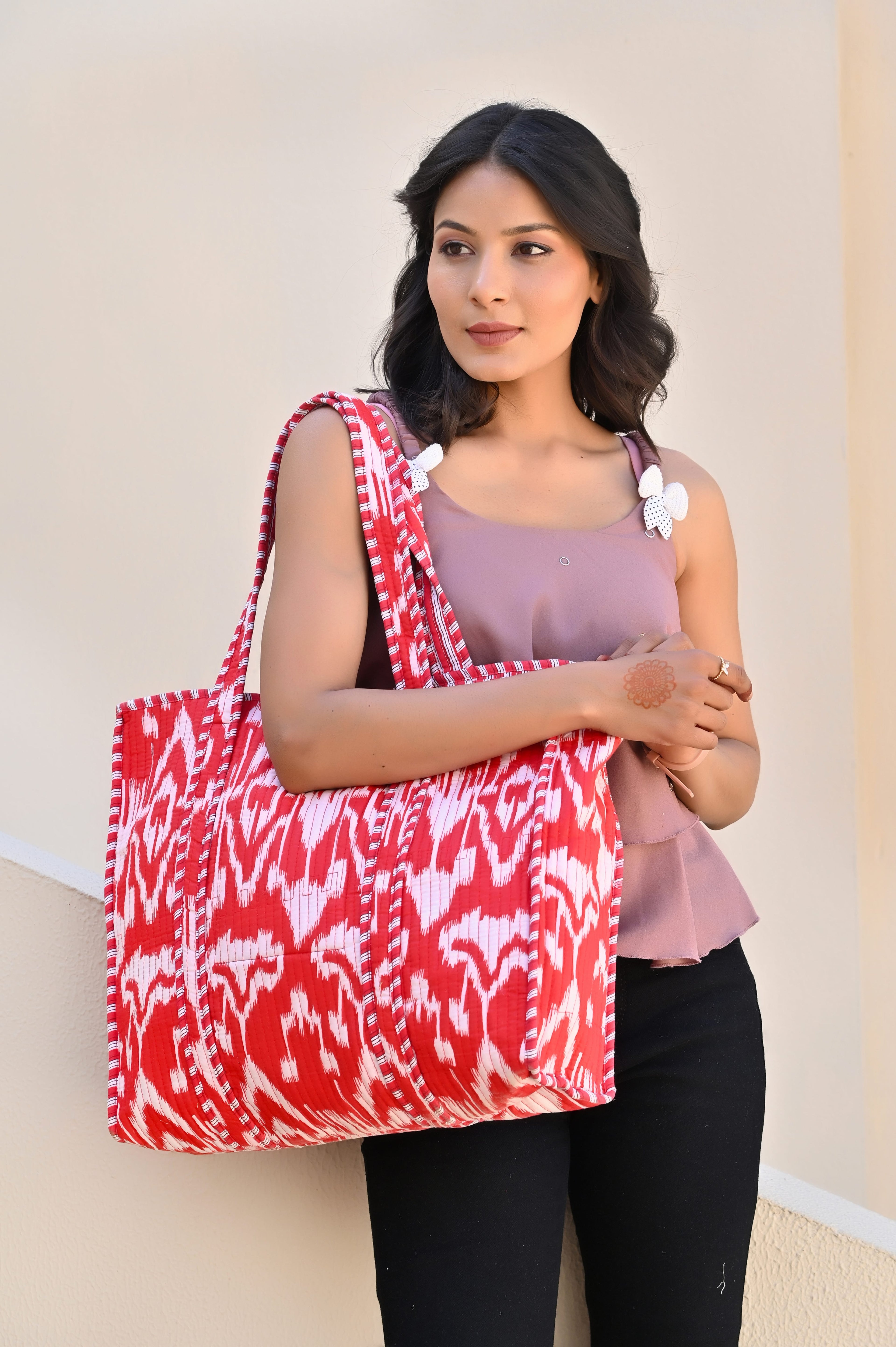 The Ikat Tote — handmade hand block printed cotton tote bag, ethically made in Rajasthan, India