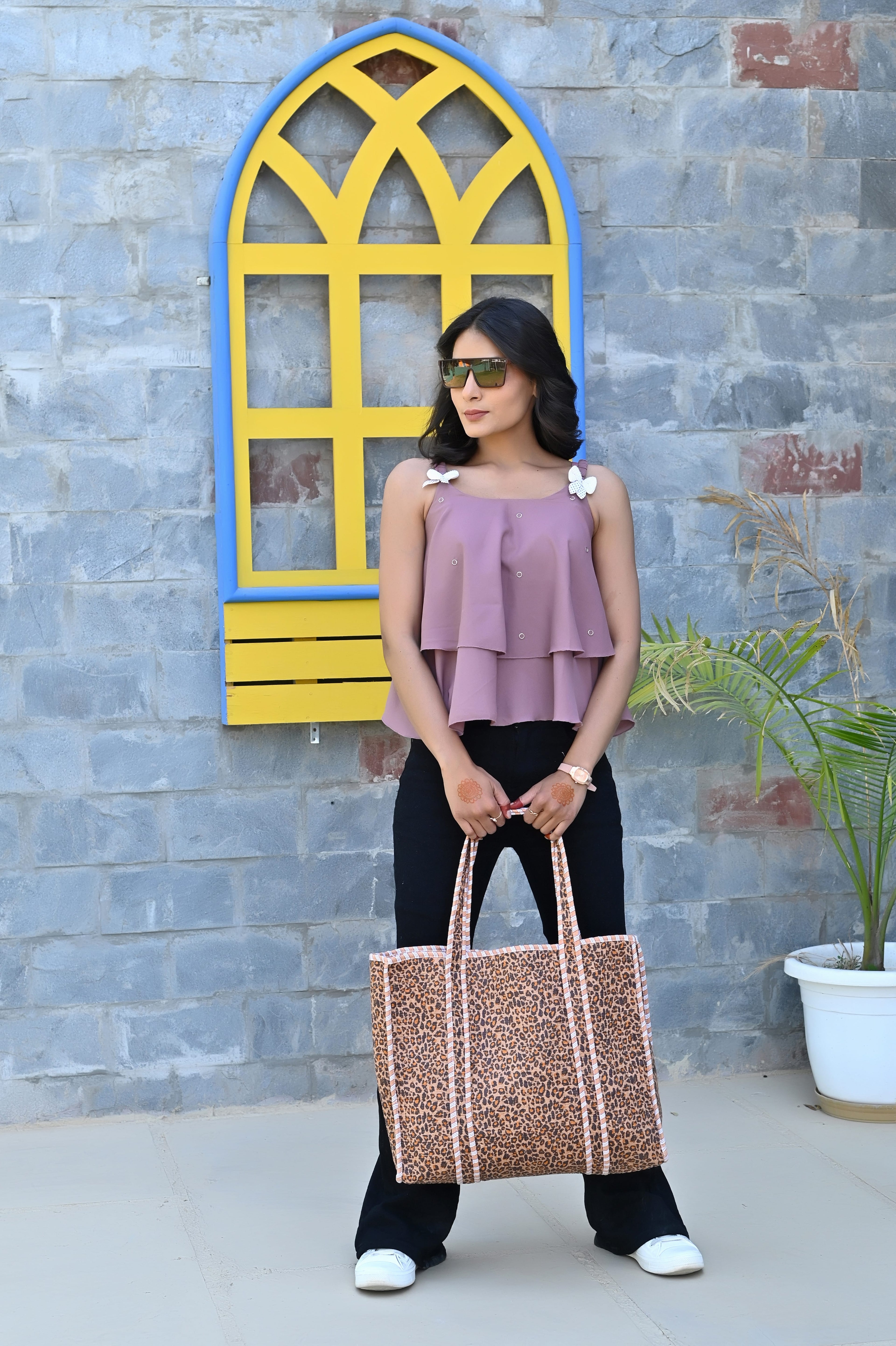 The Brown Leopard Tote — handmade hand block printed cotton tote bag, ethically made in Rajasthan, India