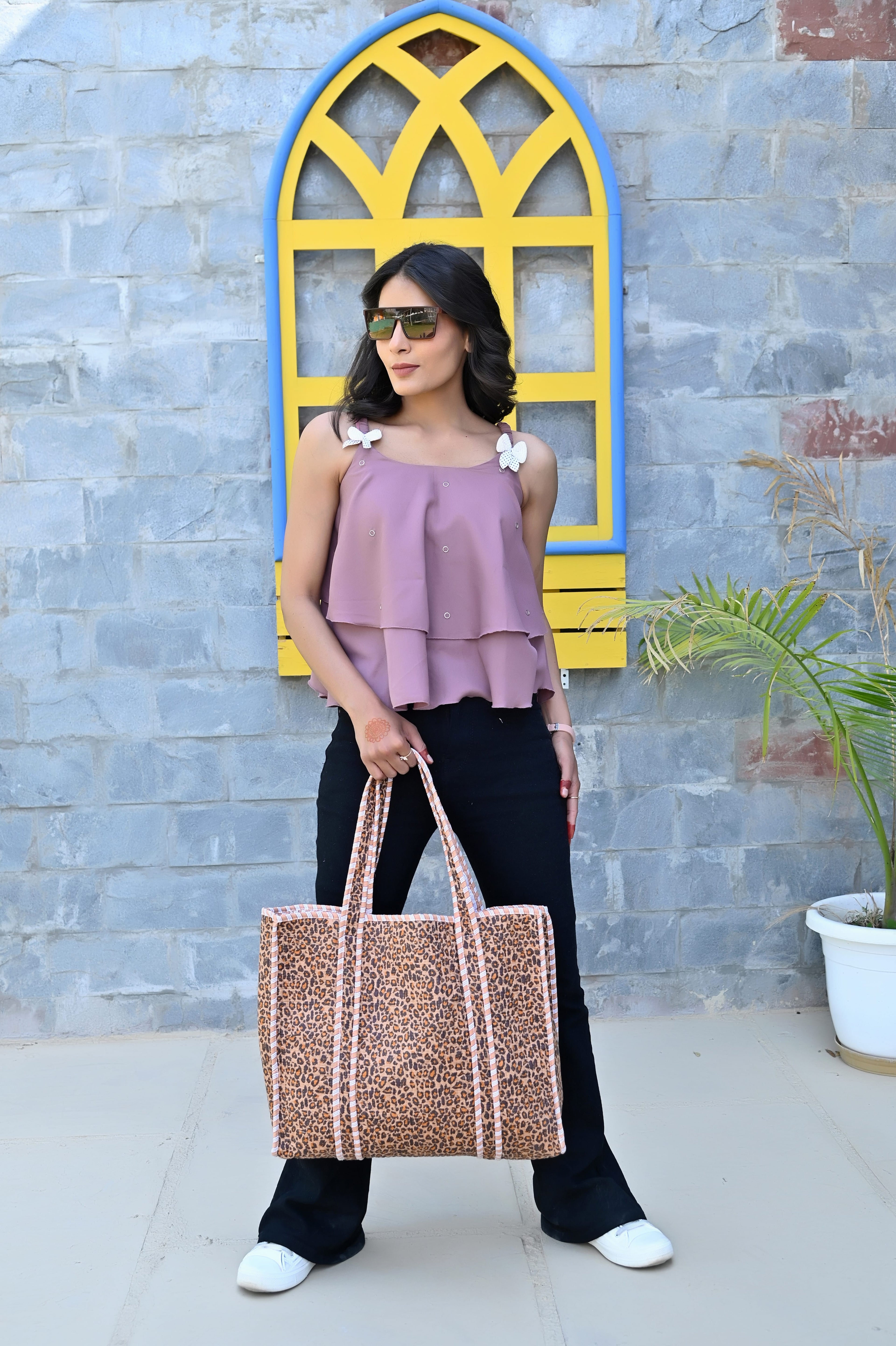 The Brown Leopard Tote — handmade hand block printed cotton tote bag, ethically made in Rajasthan, India