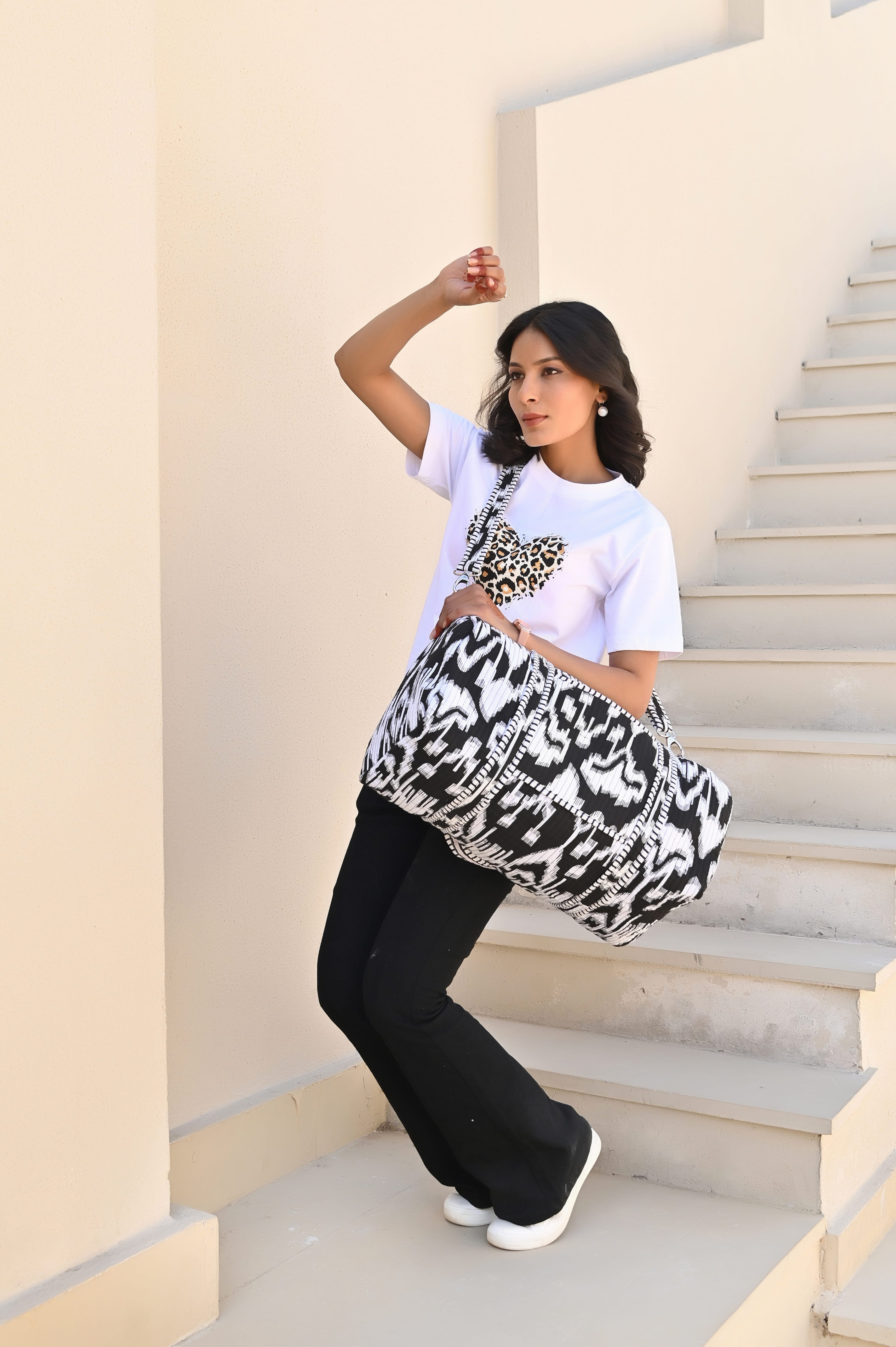 The Ikat Cotton Weekender — handmade hand block printed cotton weekender bag, ethically made in Rajasthan, India