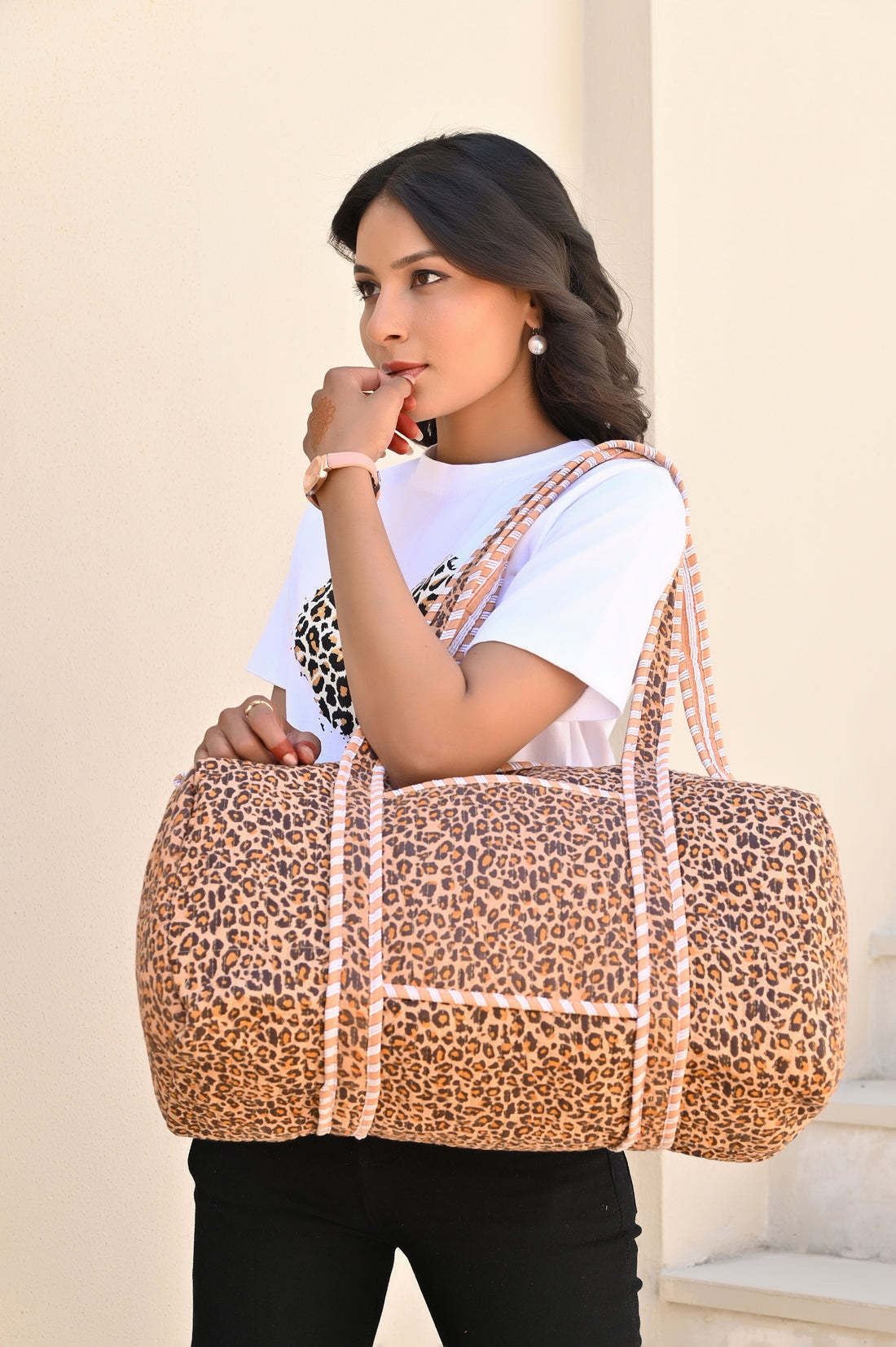 The Brown Leopard Print Cotton Weekender