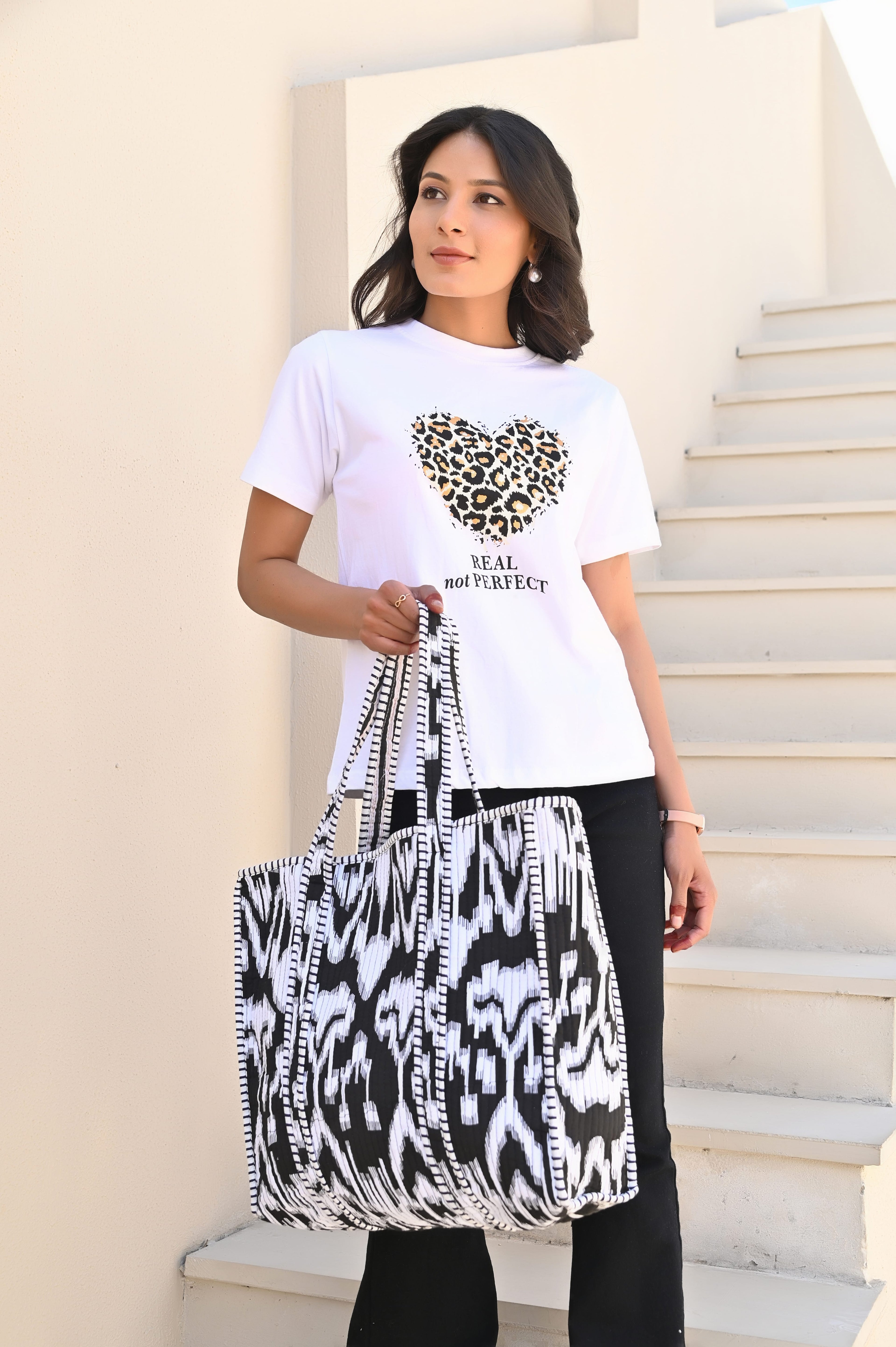 The Ikat Tote — handmade hand block printed cotton tote bag, ethically made in Rajasthan, India