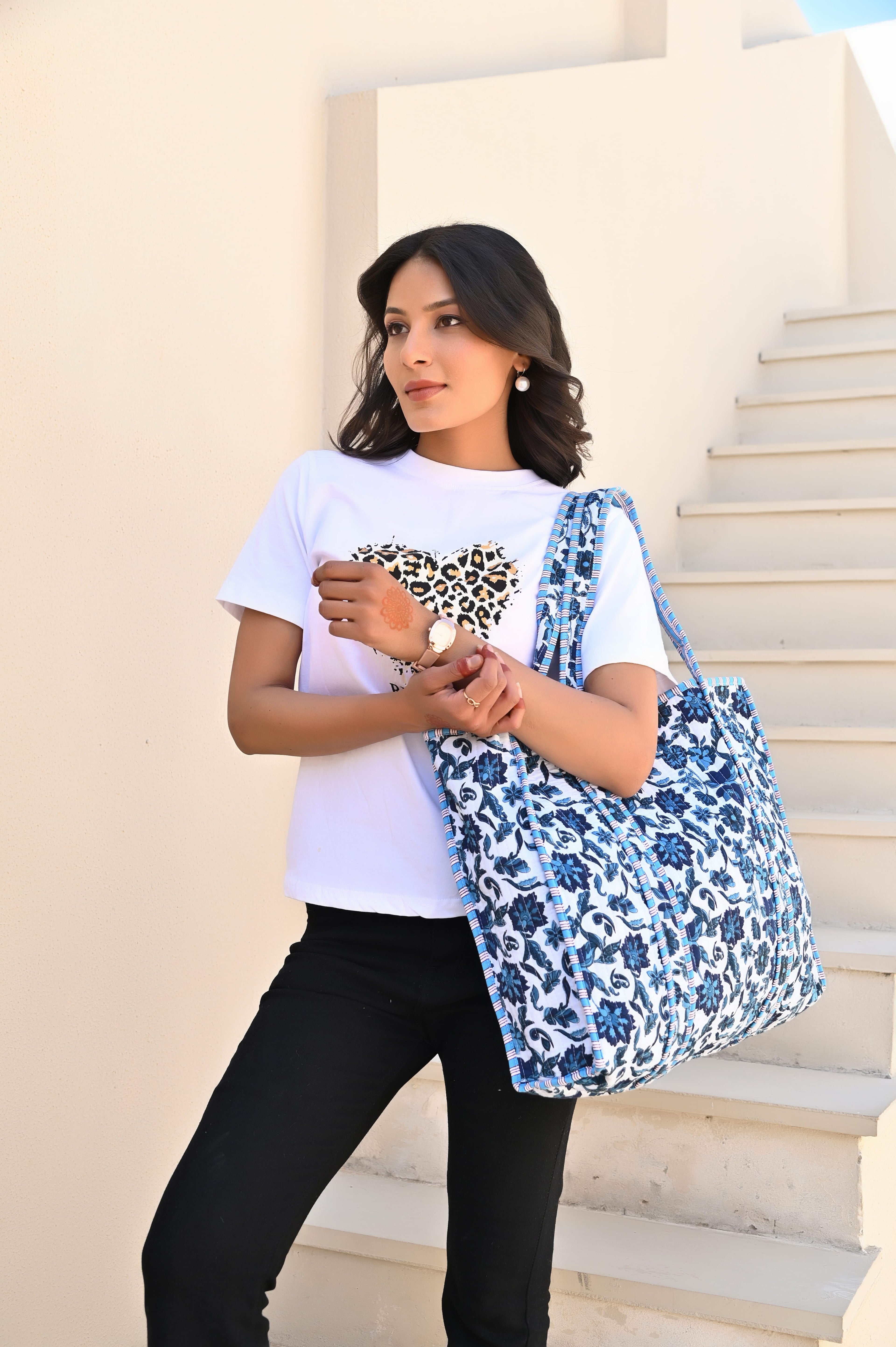 The Floral Paisley Tote — handmade hand block printed cotton tote bag, ethically made in Rajasthan, India