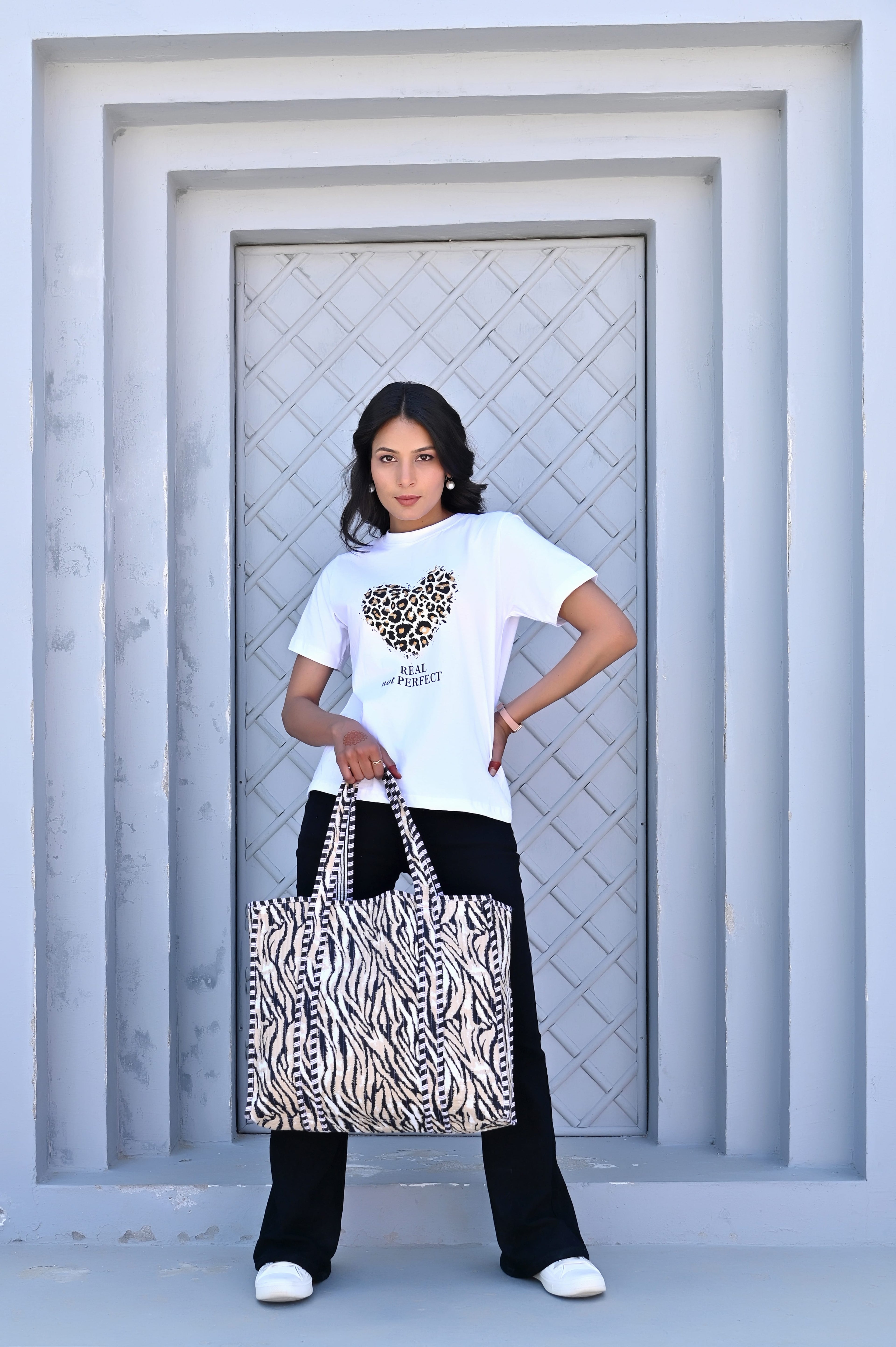 The Tiger Stripe Tote — handmade hand block printed cotton tote bag, ethically made in Rajasthan, India
