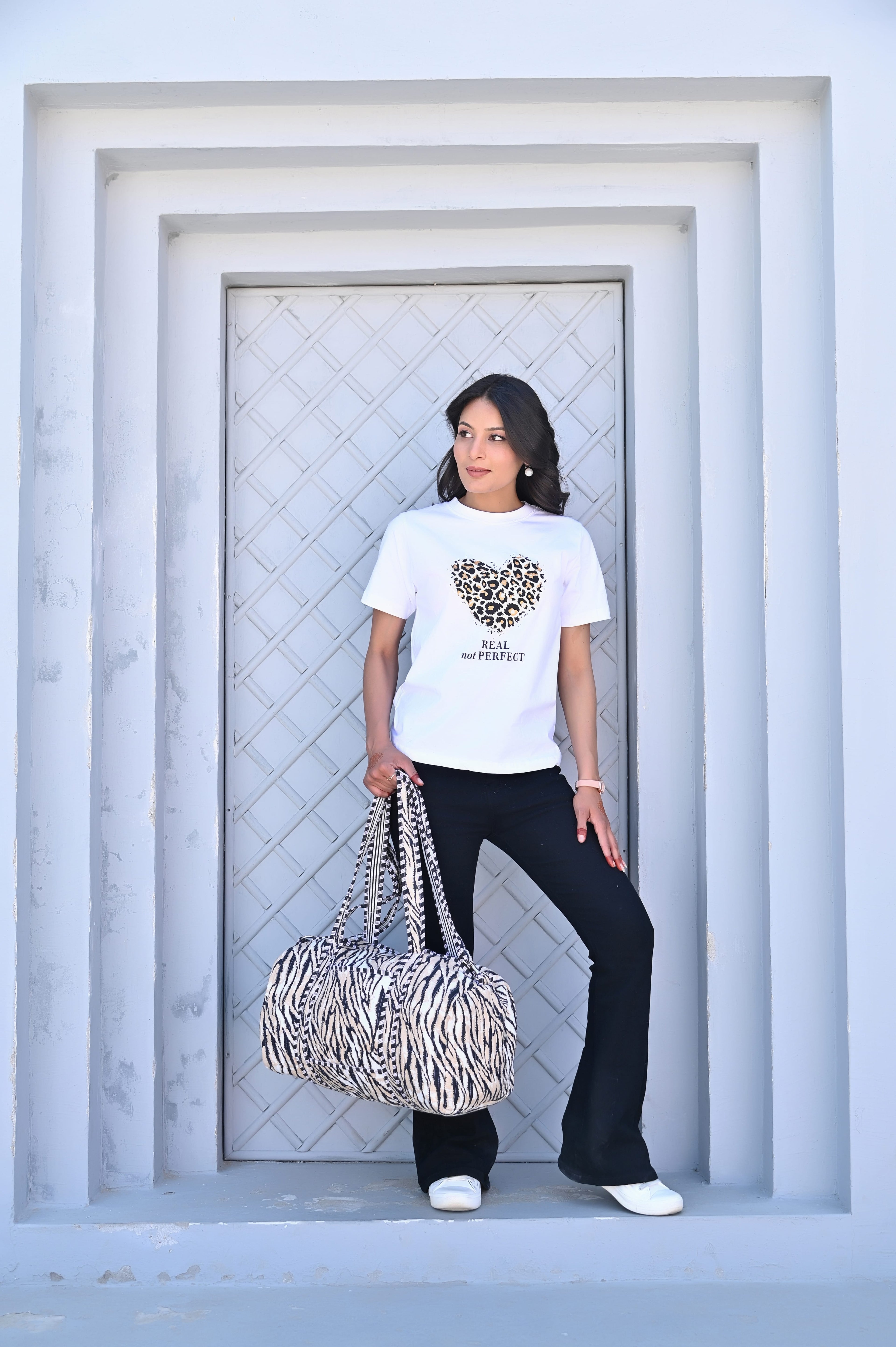 The Striped Tiger Cotton Weekender — handmade hand block printed cotton weekender bag, ethically made in Rajasthan, India