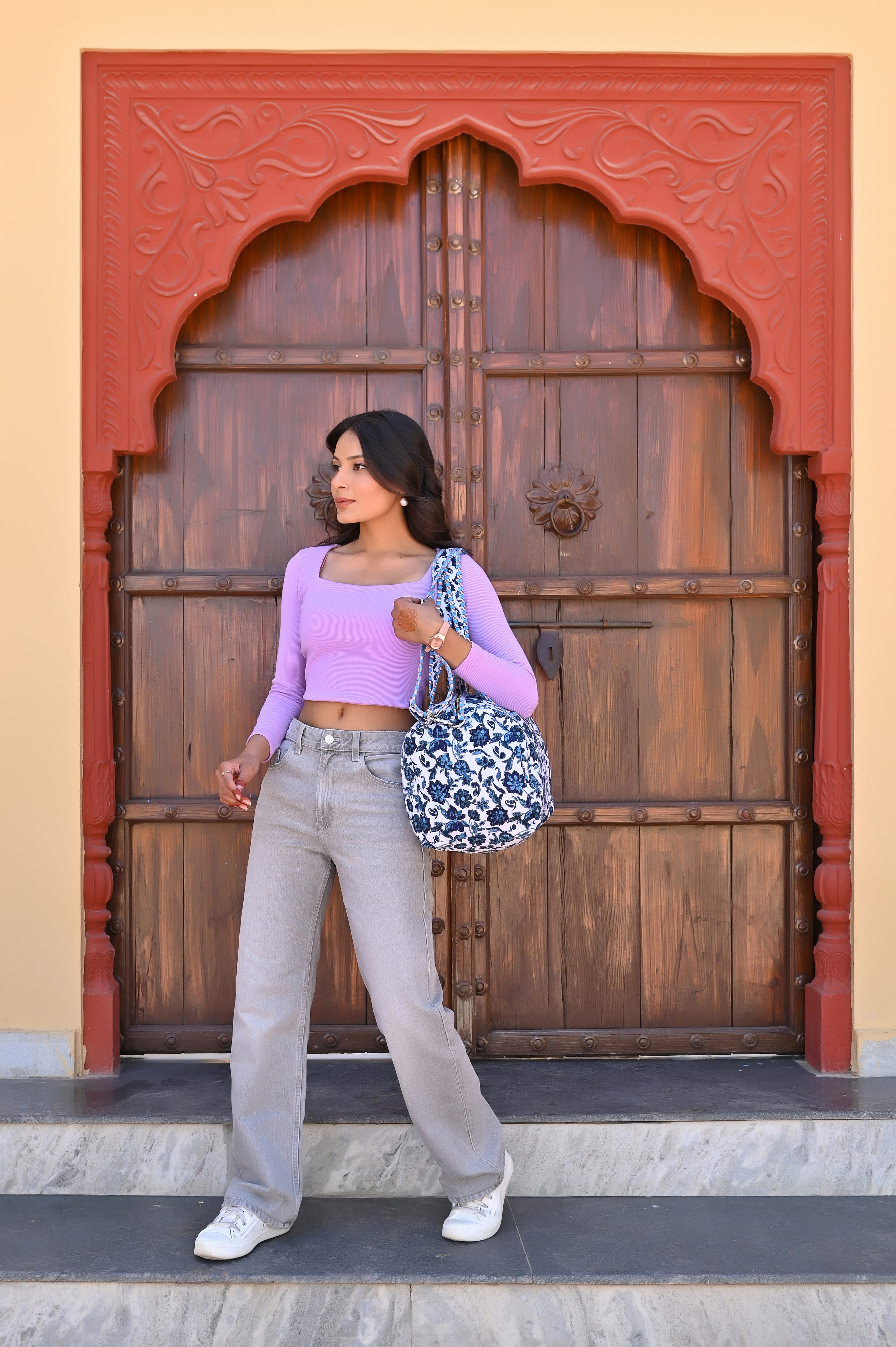 The Floral Paisley Cotton Weekender — handmade hand block printed cotton weekender bag, ethically made in Rajasthan, India