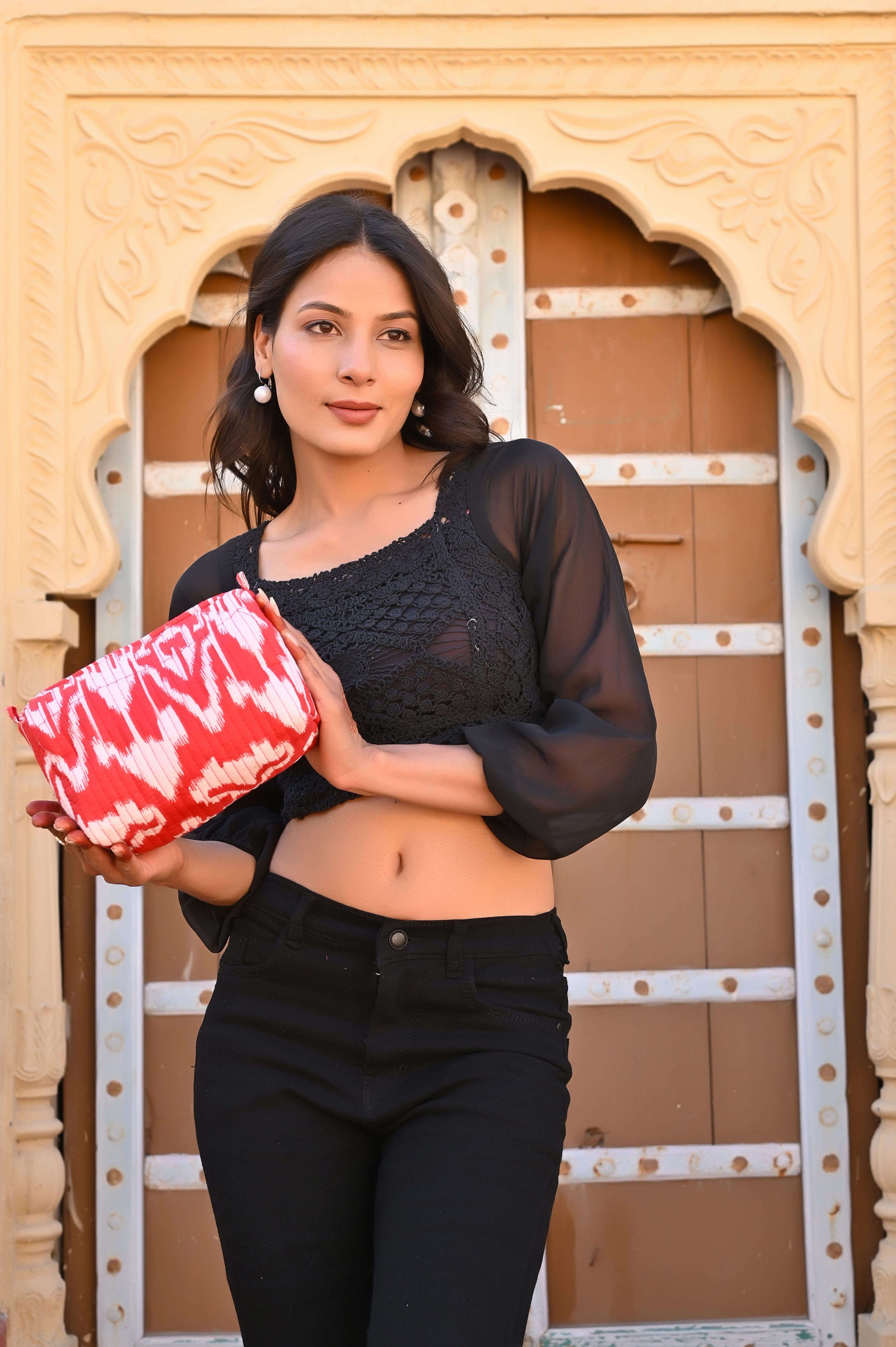 The Ikat Cotton Travel Set — handmade hand block printed cotton travel pouch set, ethically made in Rajasthan, India