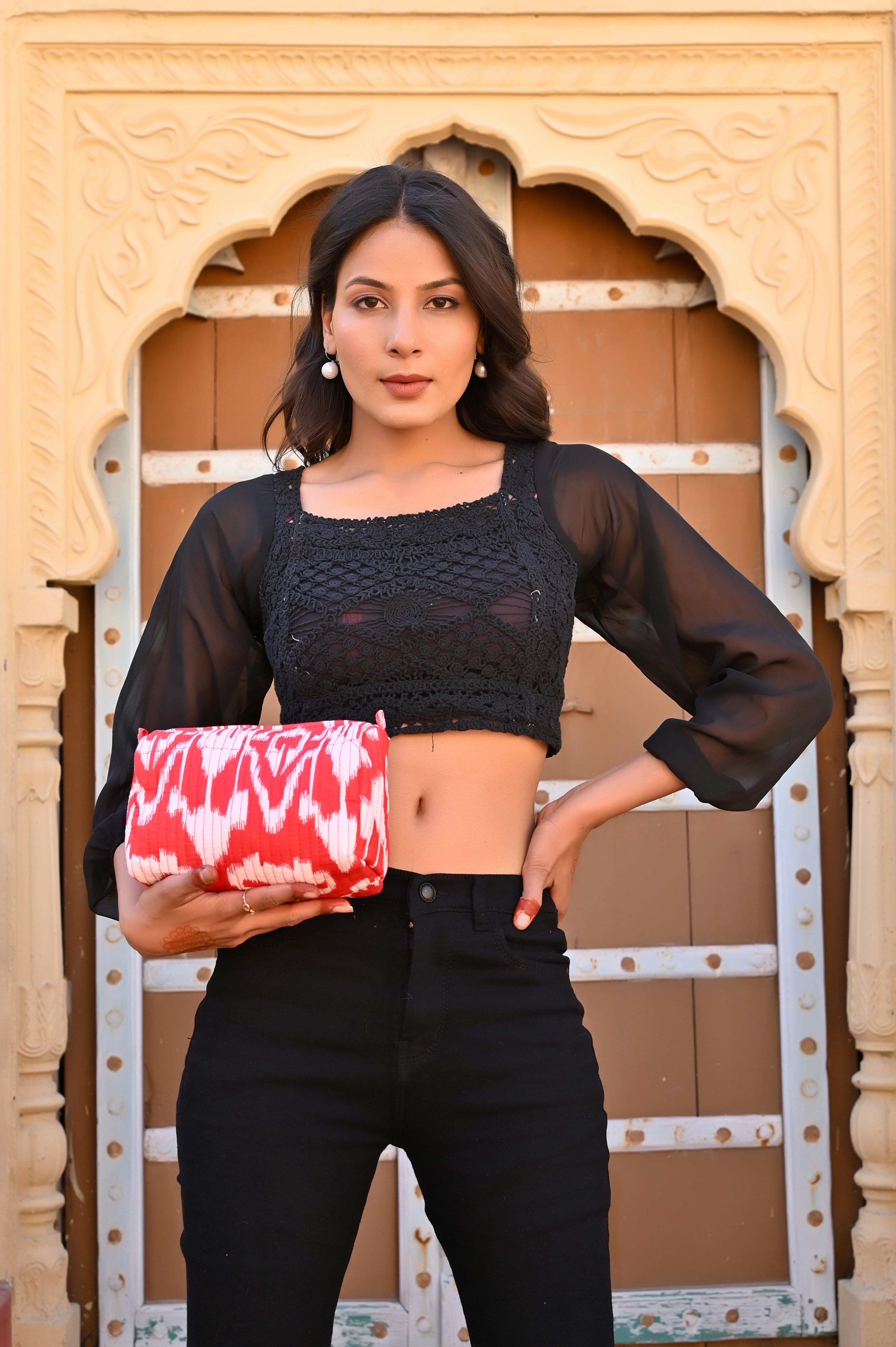 The Ikat Cotton Travel Set — handmade hand block printed cotton travel pouch set, ethically made in Rajasthan, India