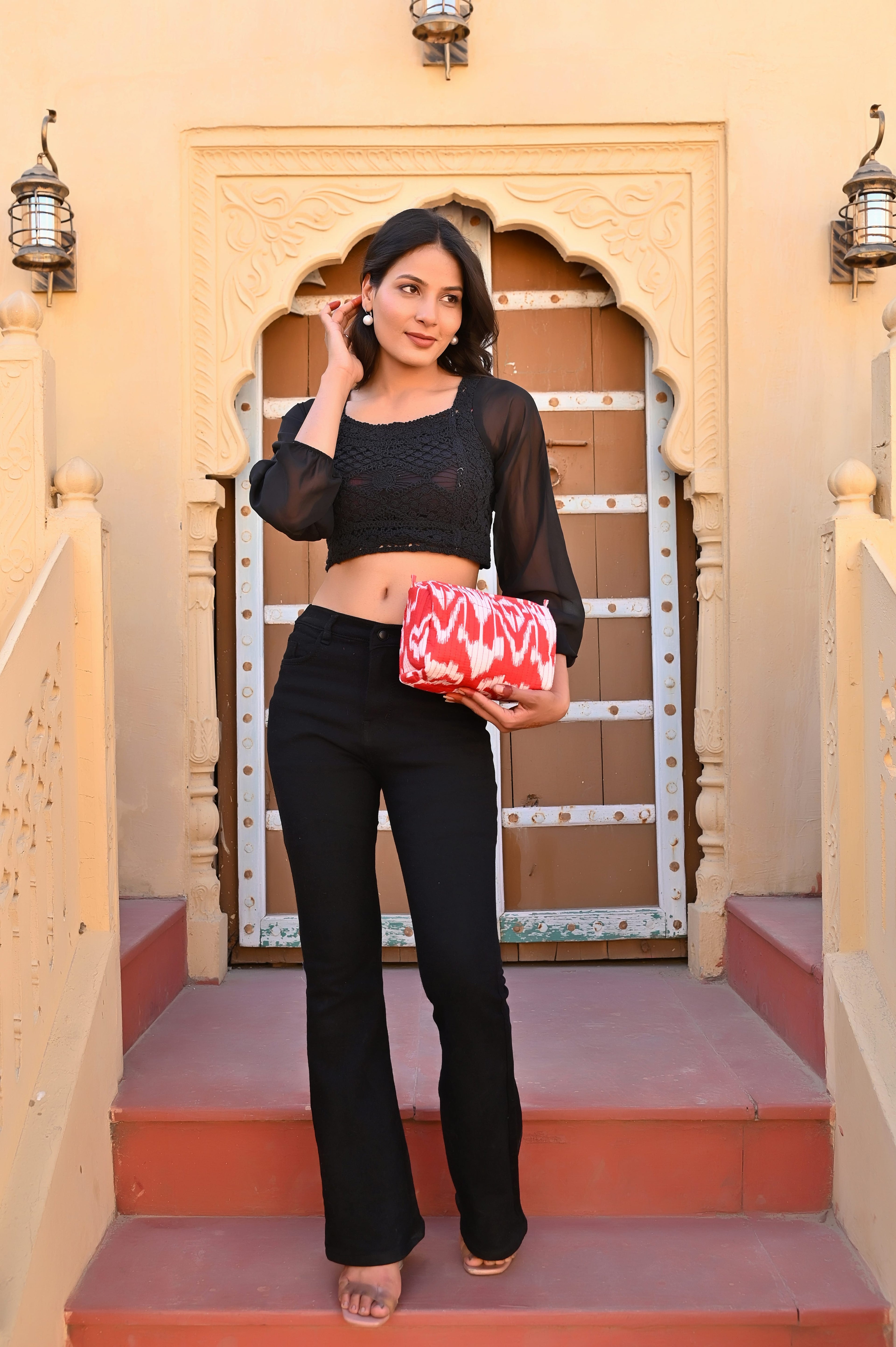 The Ikat Cotton Travel Set — handmade hand block printed cotton travel pouch set, ethically made in Rajasthan, India