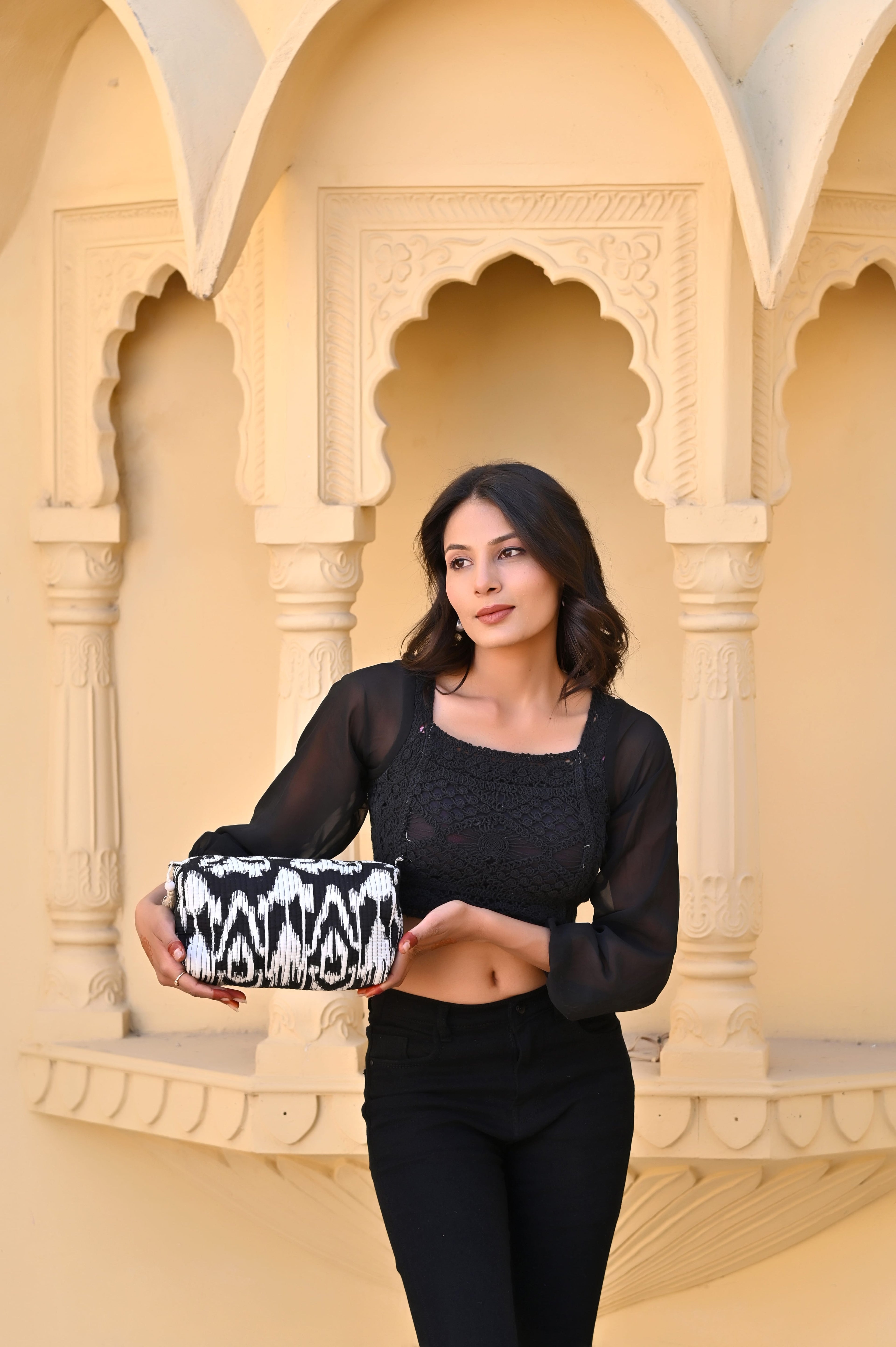 The Ikat Cotton Travel Set — handmade hand block printed cotton travel pouch set, ethically made in Rajasthan, India