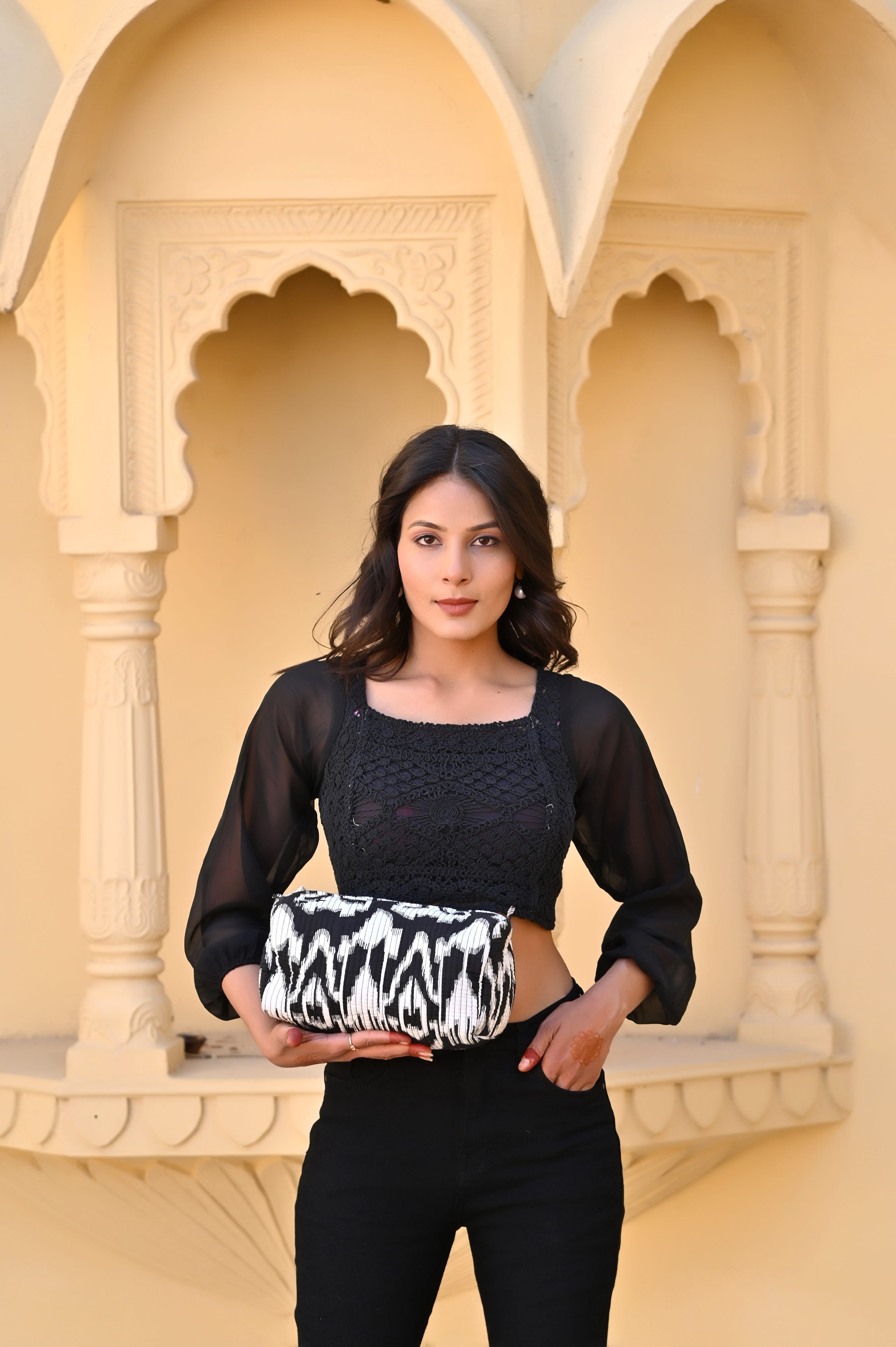 The Ikat Cotton Travel Set — handmade hand block printed cotton travel pouch set, ethically made in Rajasthan, India