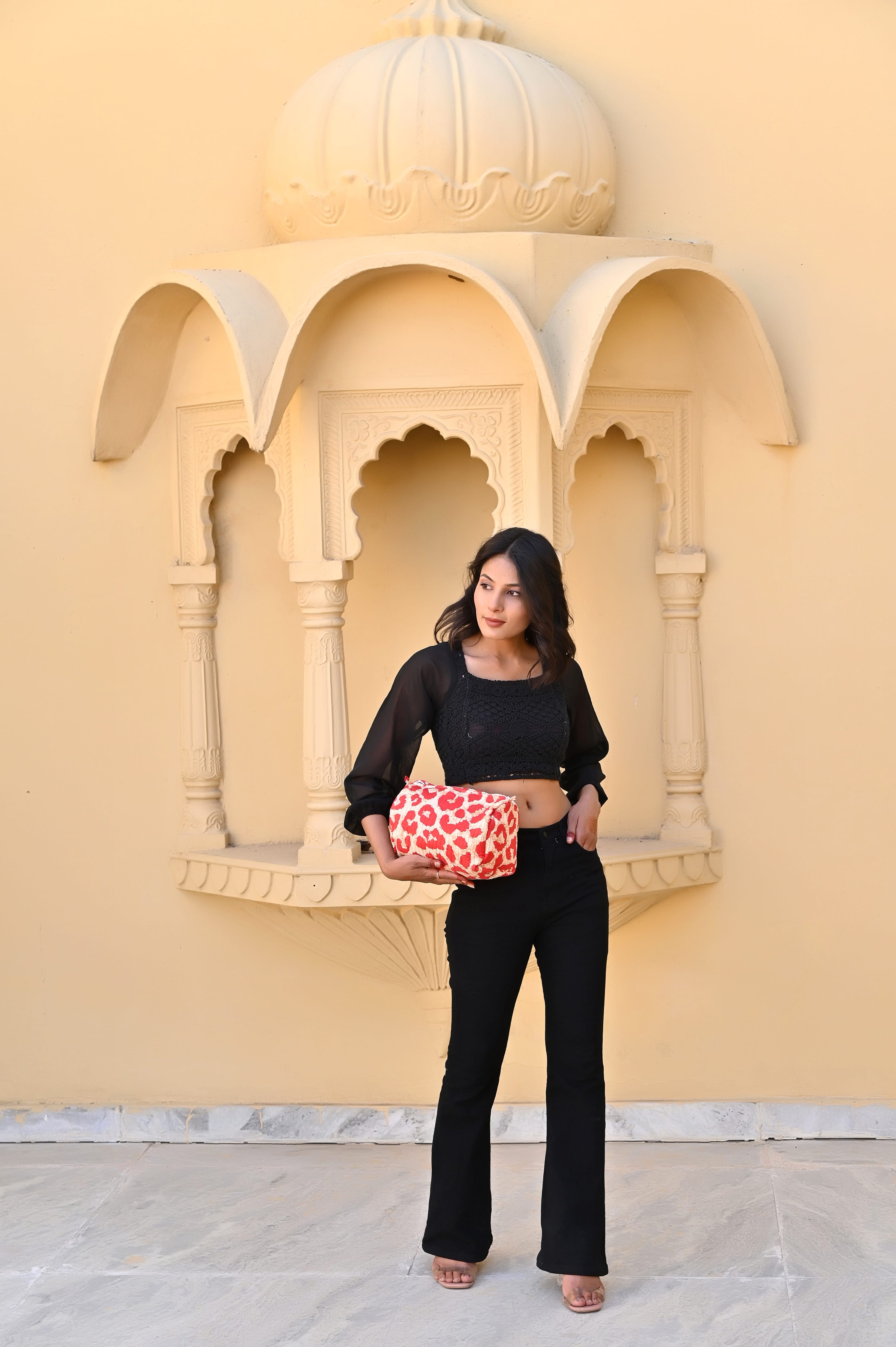 The Leopard Travel Set — handmade hand block printed cotton travel pouch set, ethically made in Rajasthan, India