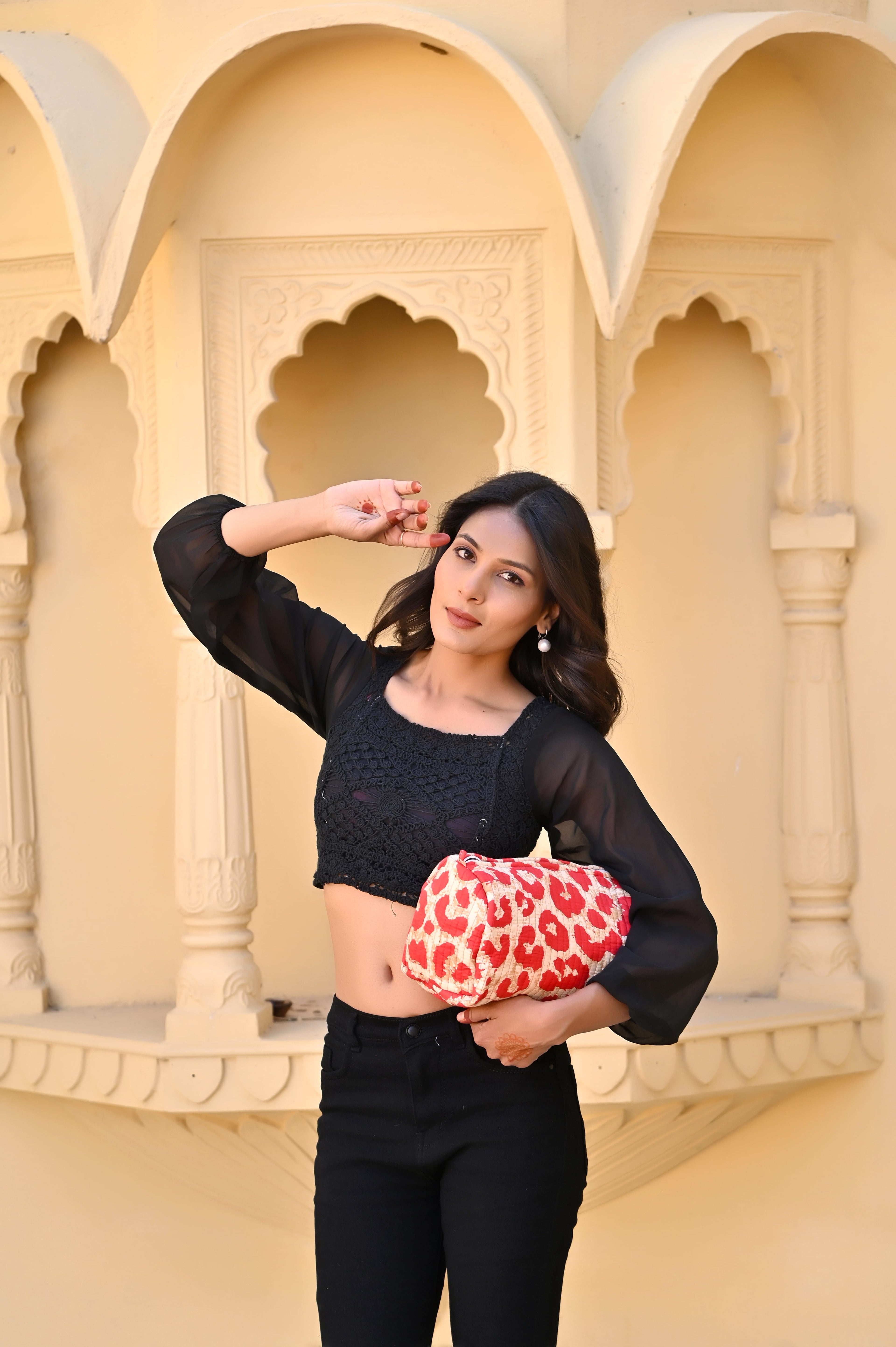 The Leopard Travel Set — handmade hand block printed cotton travel pouch set, ethically made in Rajasthan, India