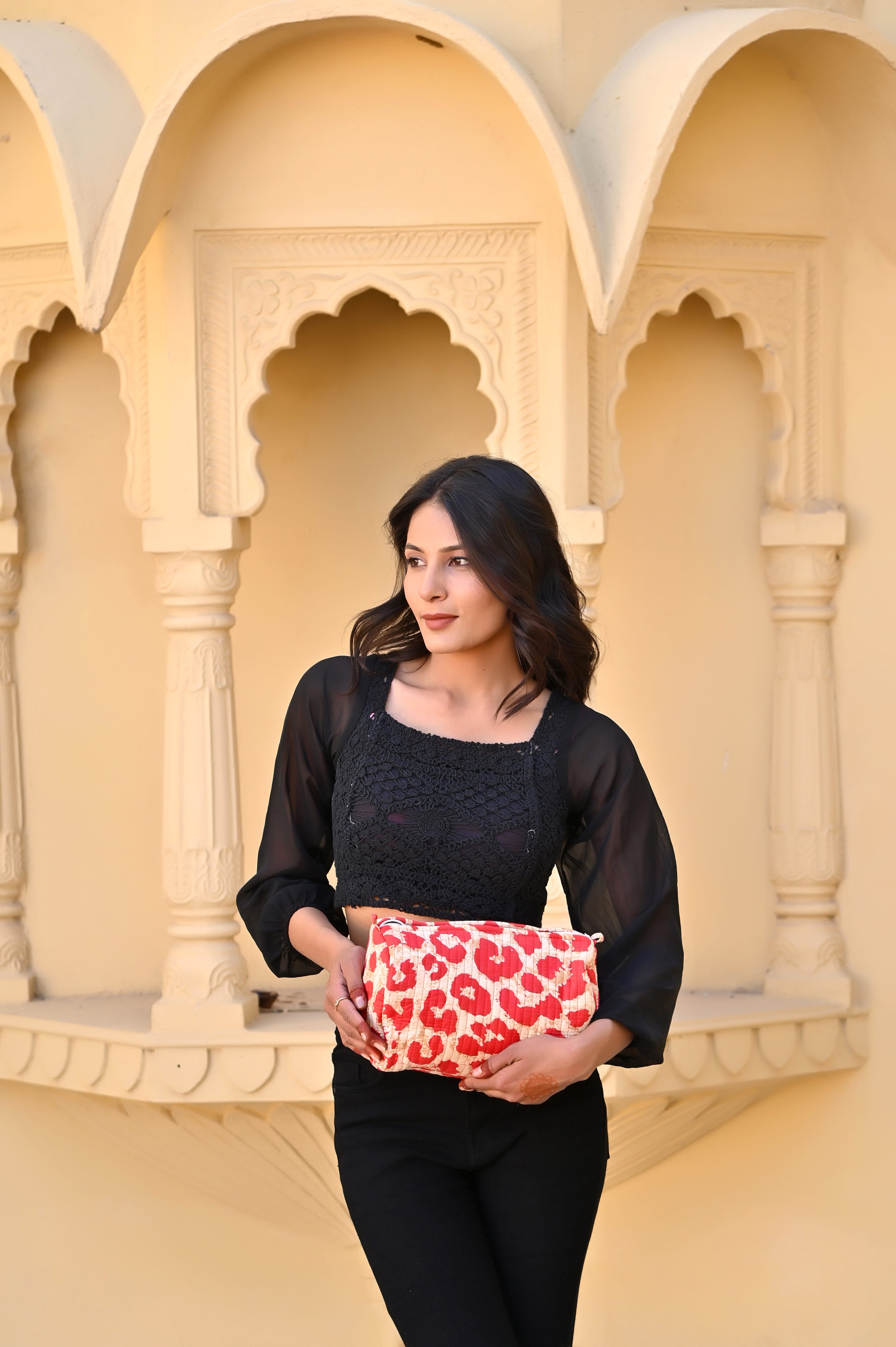 The Leopard Travel Set — handmade hand block printed cotton travel pouch set, ethically made in Rajasthan, India