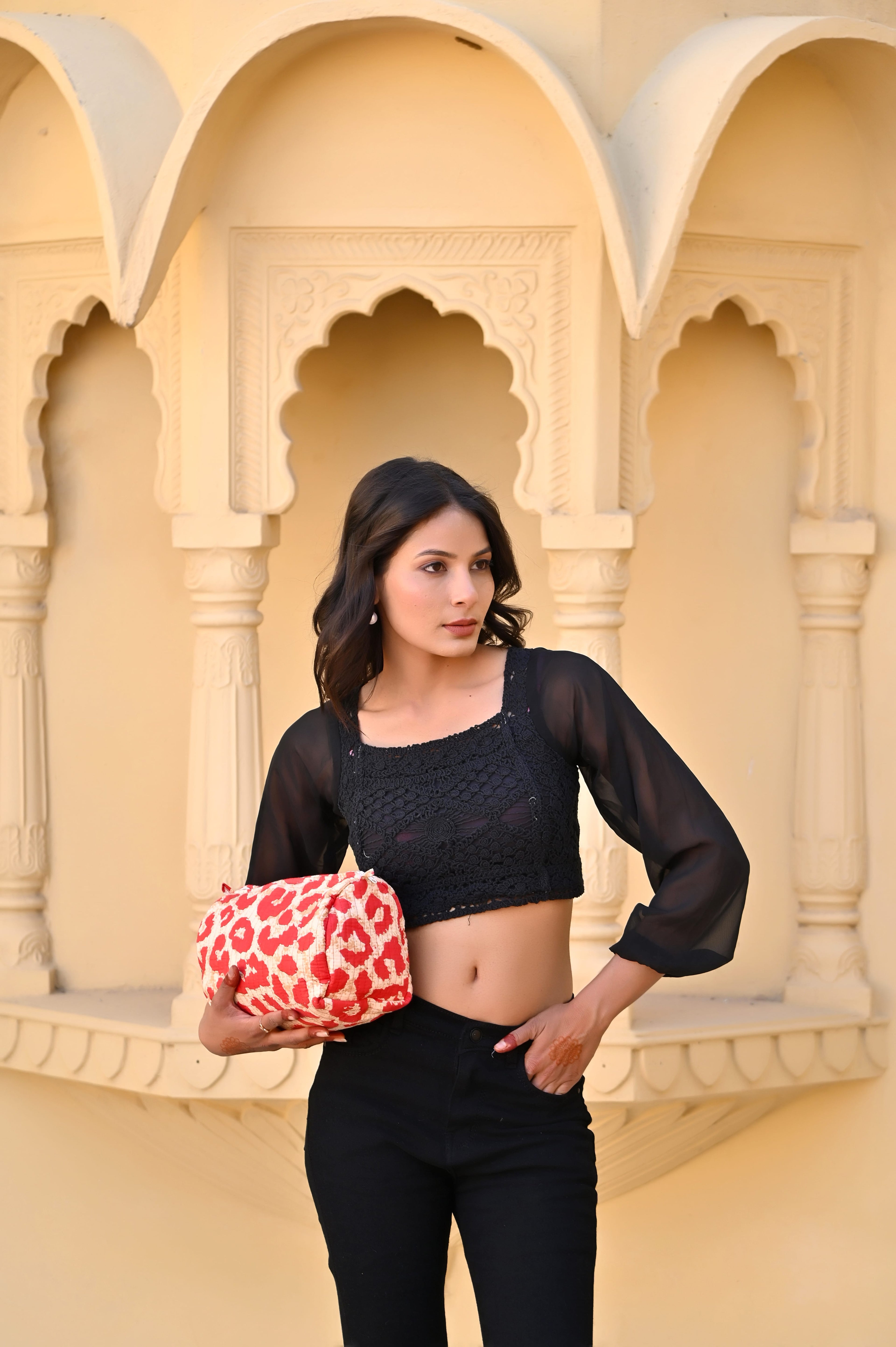 The Leopard Travel Set — handmade hand block printed cotton travel pouch set, ethically made in Rajasthan, India