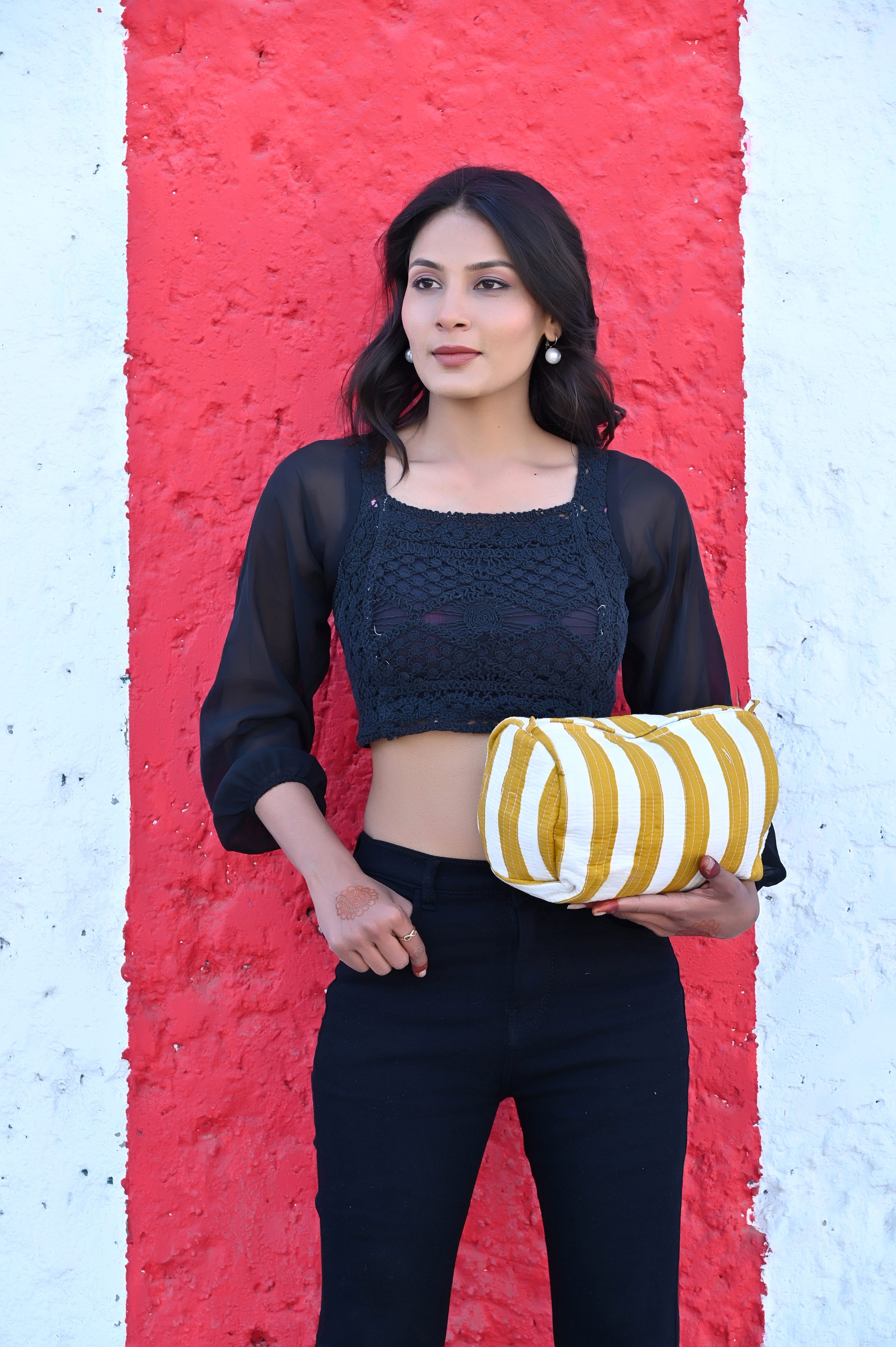 The Striped Travel Set — handmade hand block printed cotton travel pouch set, ethically made in Rajasthan, India
