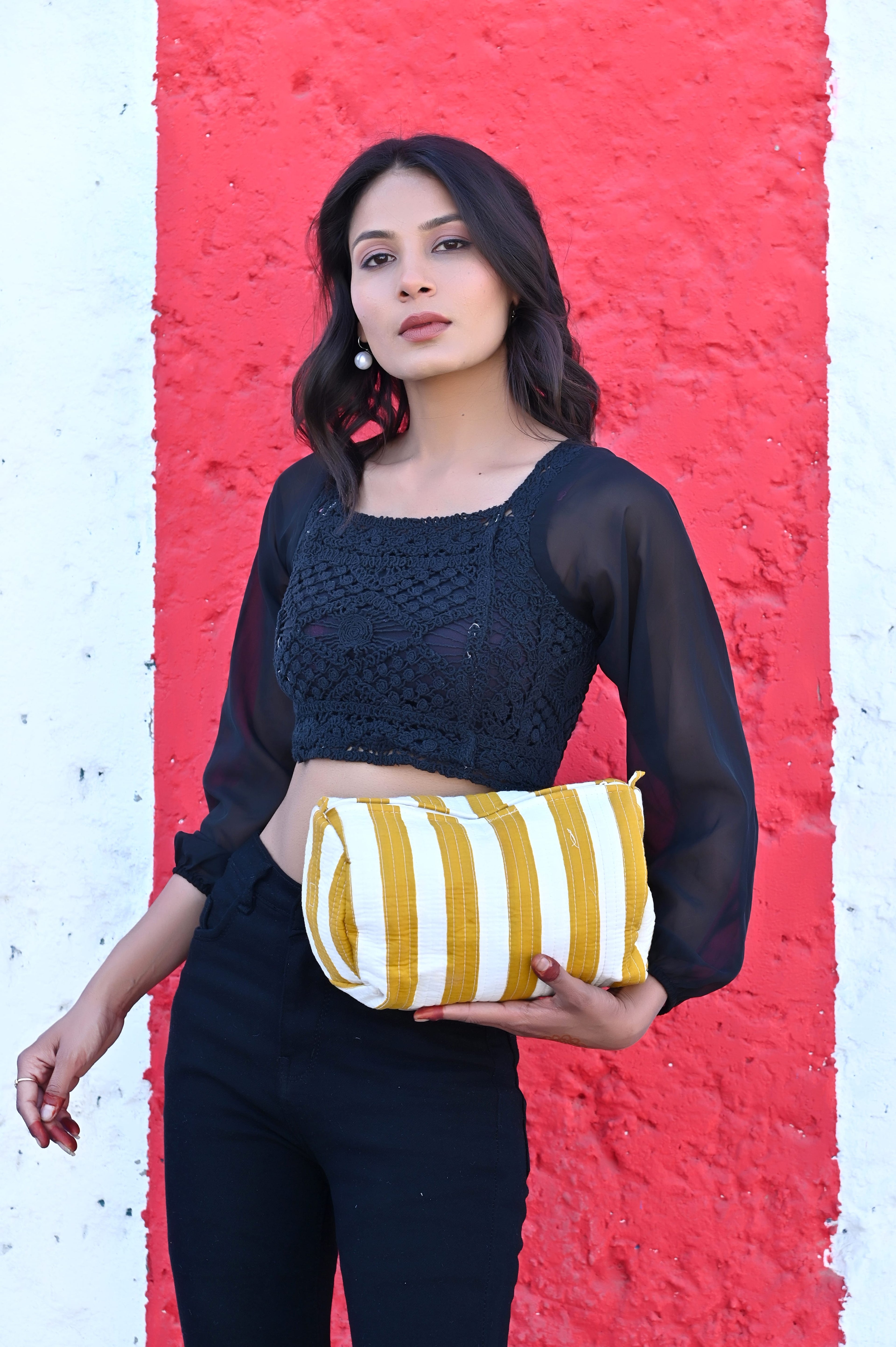 The Striped Travel Set — handmade hand block printed cotton travel pouch set, ethically made in Rajasthan, India