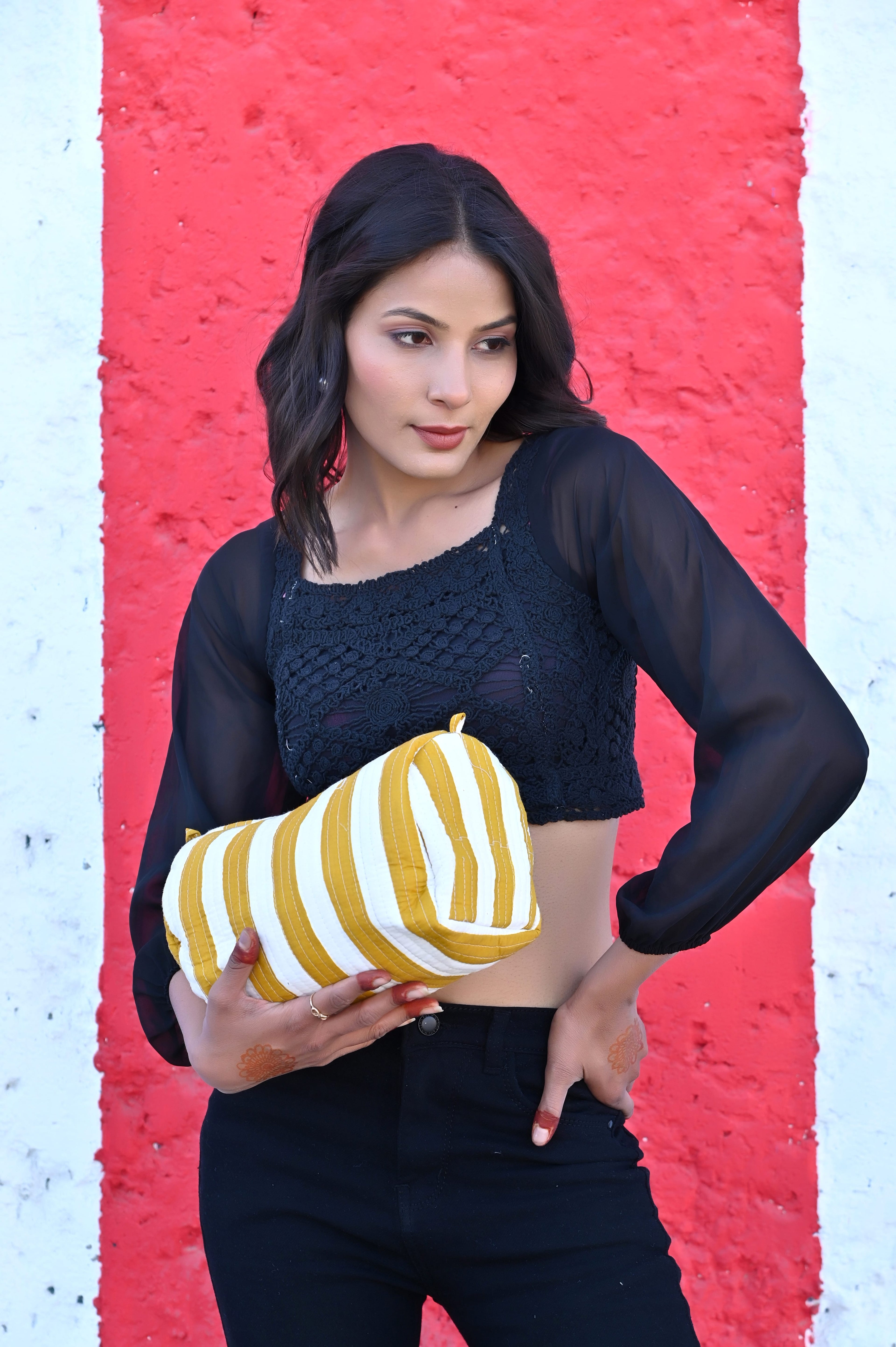 The Striped Travel Set — handmade hand block printed cotton travel pouch set, ethically made in Rajasthan, India