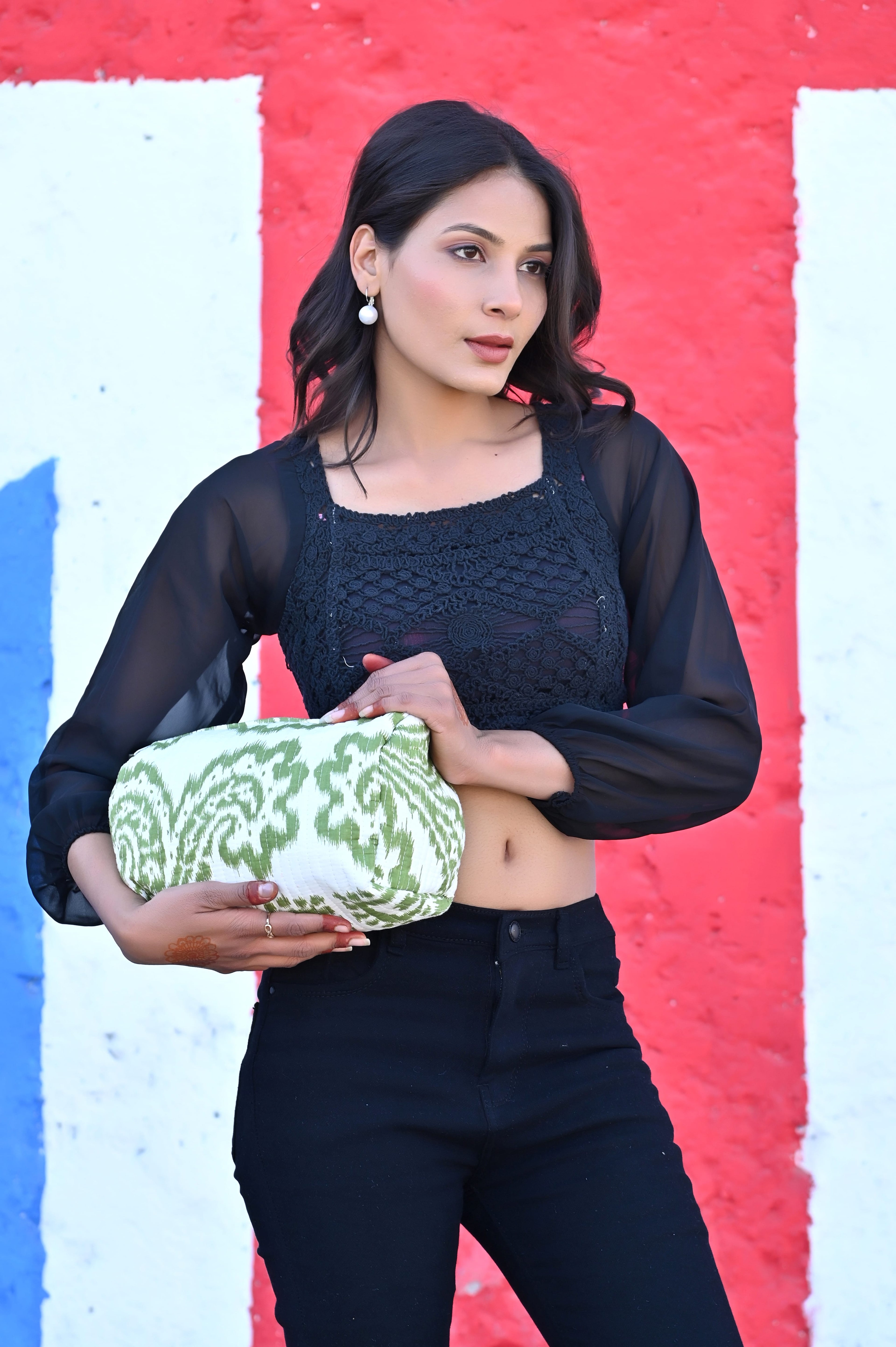 The Ikat Cotton Travel Set — handmade hand block printed cotton travel pouch set, ethically made in Rajasthan, India