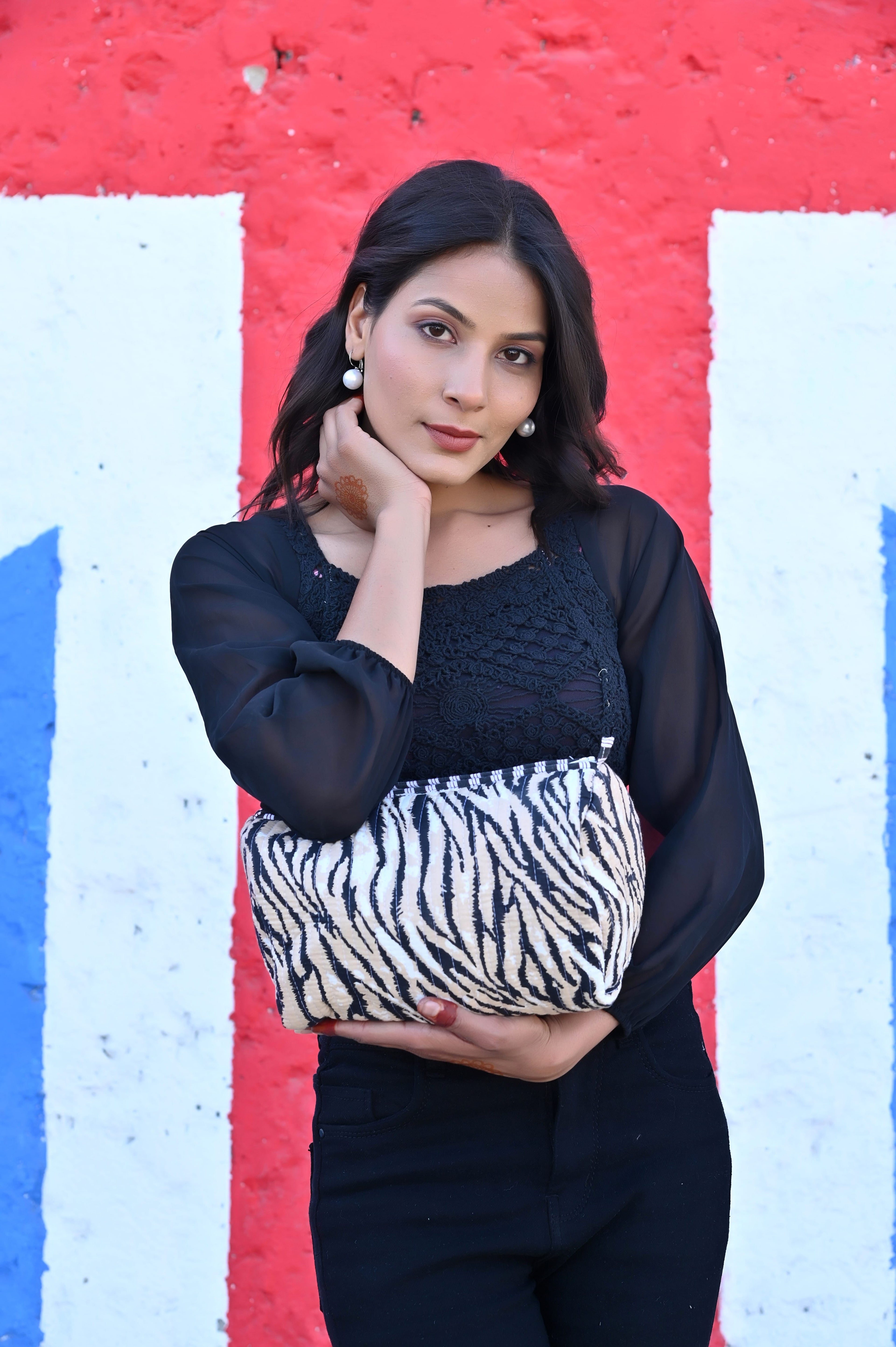 The Tiger Stripe Cotton Travel Set — handmade hand block printed cotton travel pouch set, ethically made in Rajasthan, India