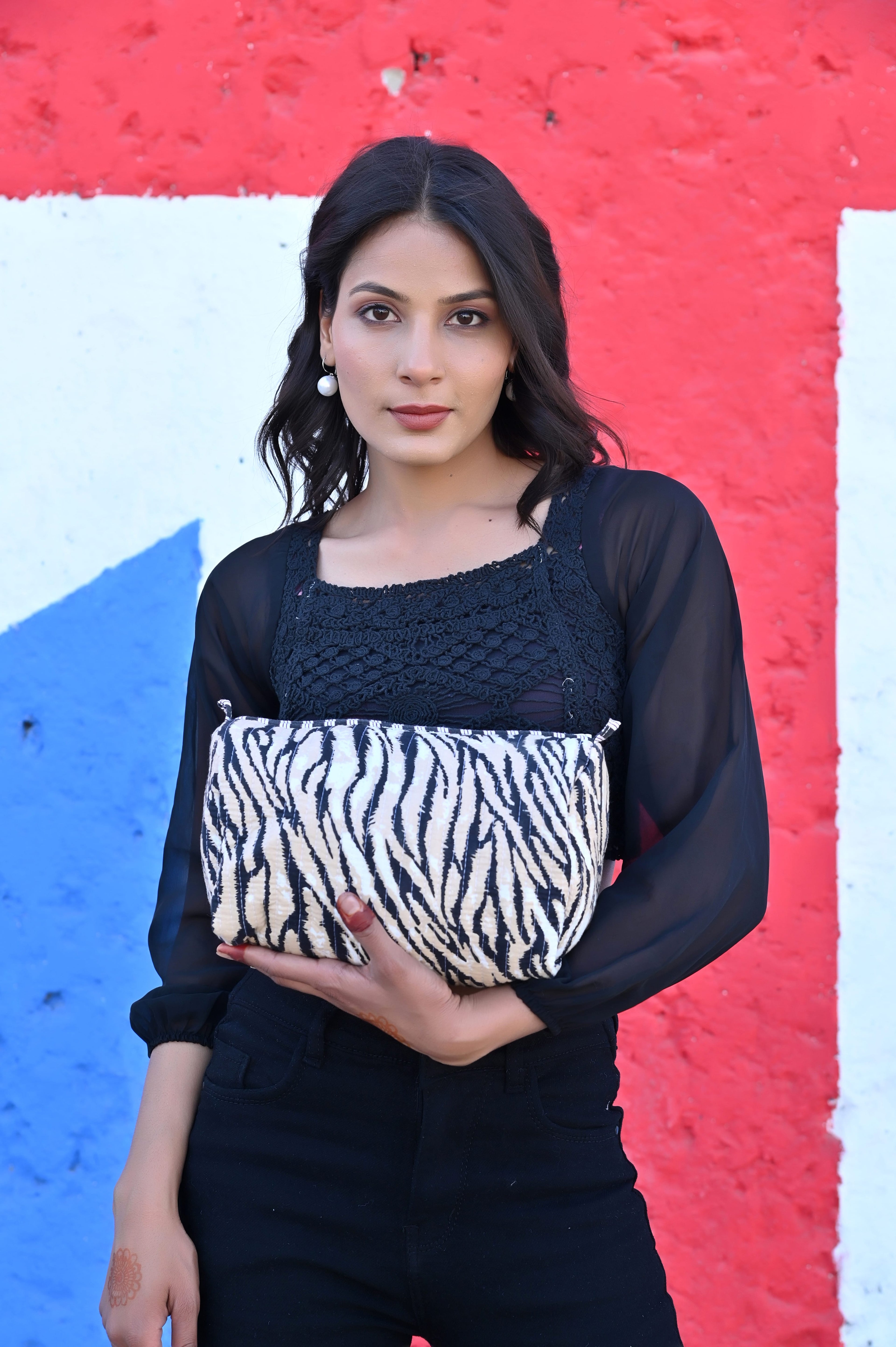 The Tiger Stripe Cotton Travel Set — handmade hand block printed cotton travel pouch set, ethically made in Rajasthan, India