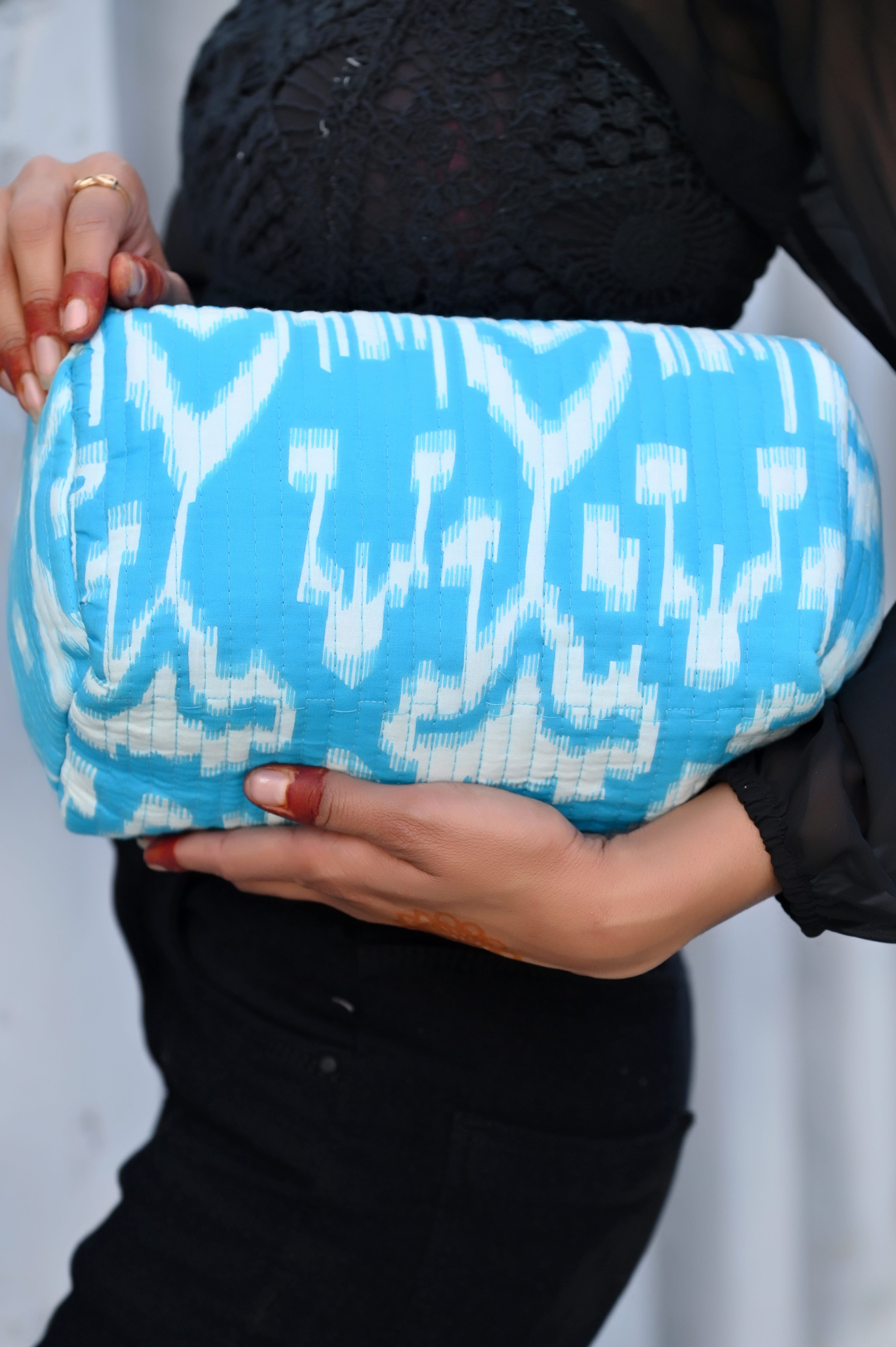 The Ikat Cotton Travel Set — handmade hand block printed cotton travel pouch set, ethically made in Rajasthan, India
