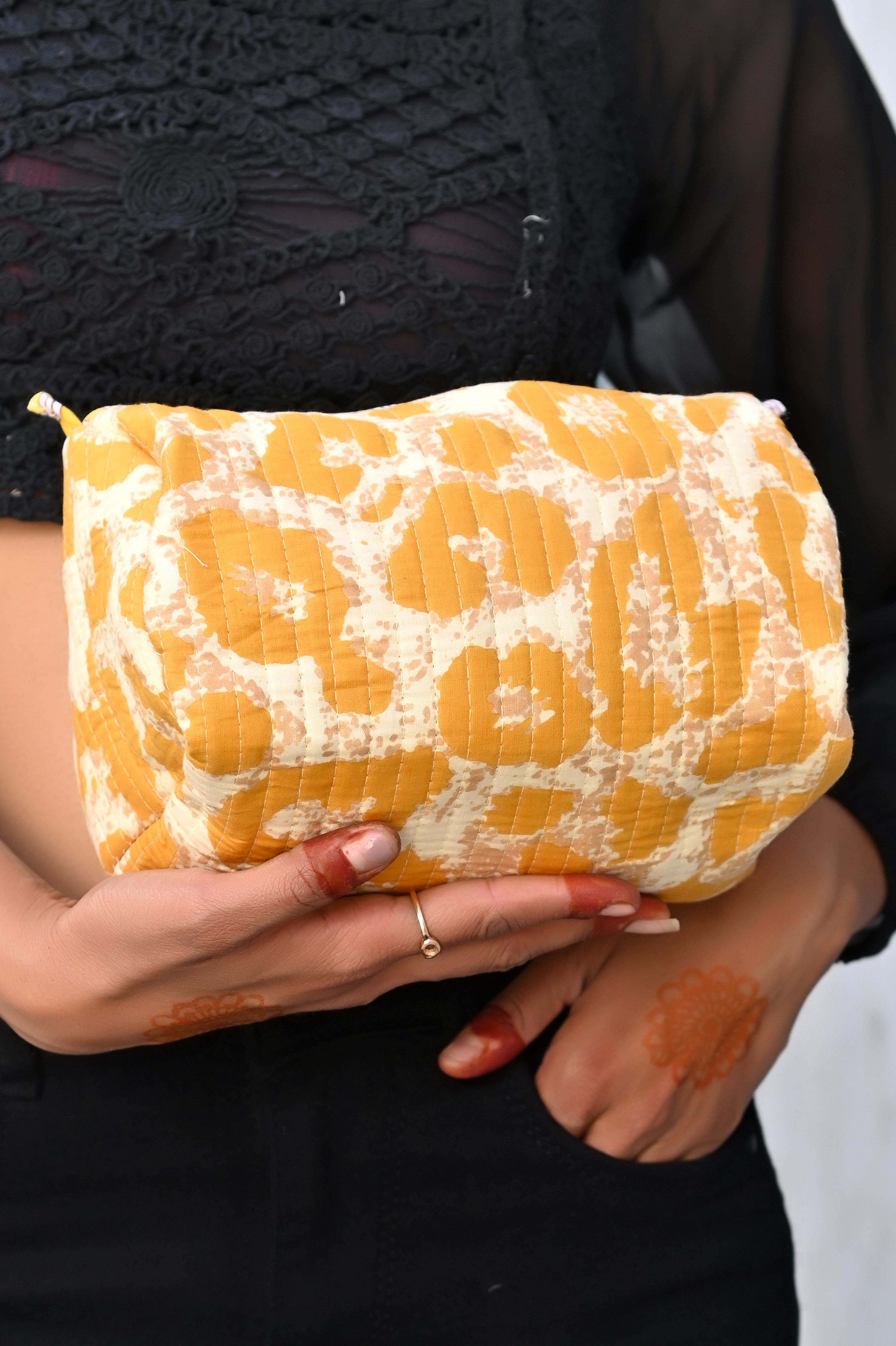 The Leopard Travel Set — handmade hand block printed cotton travel pouch set, ethically made in Rajasthan, India