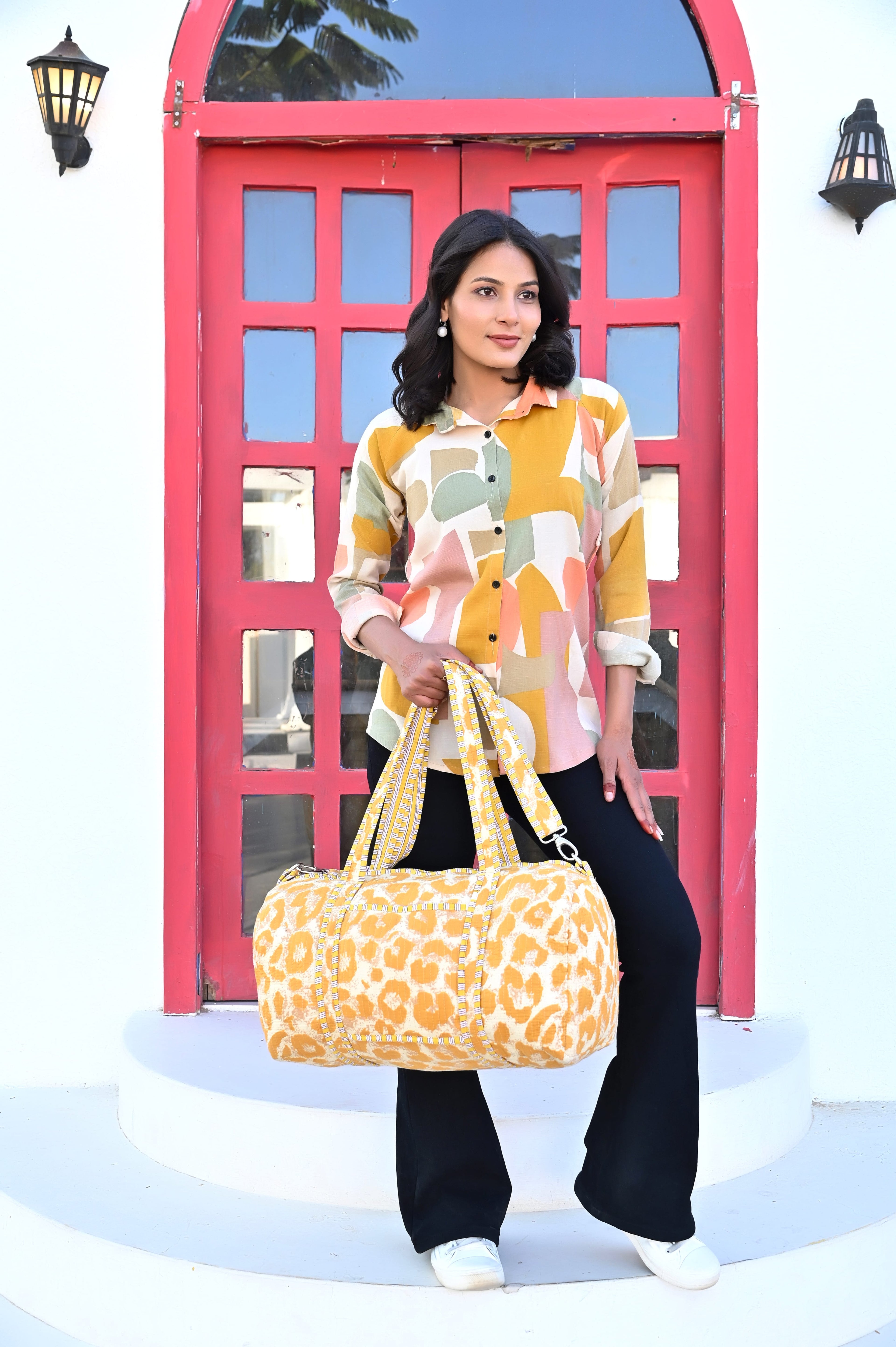 The Leopard Cotton Weekender — handmade hand block printed cotton weekender bag, ethically made in Rajasthan, India