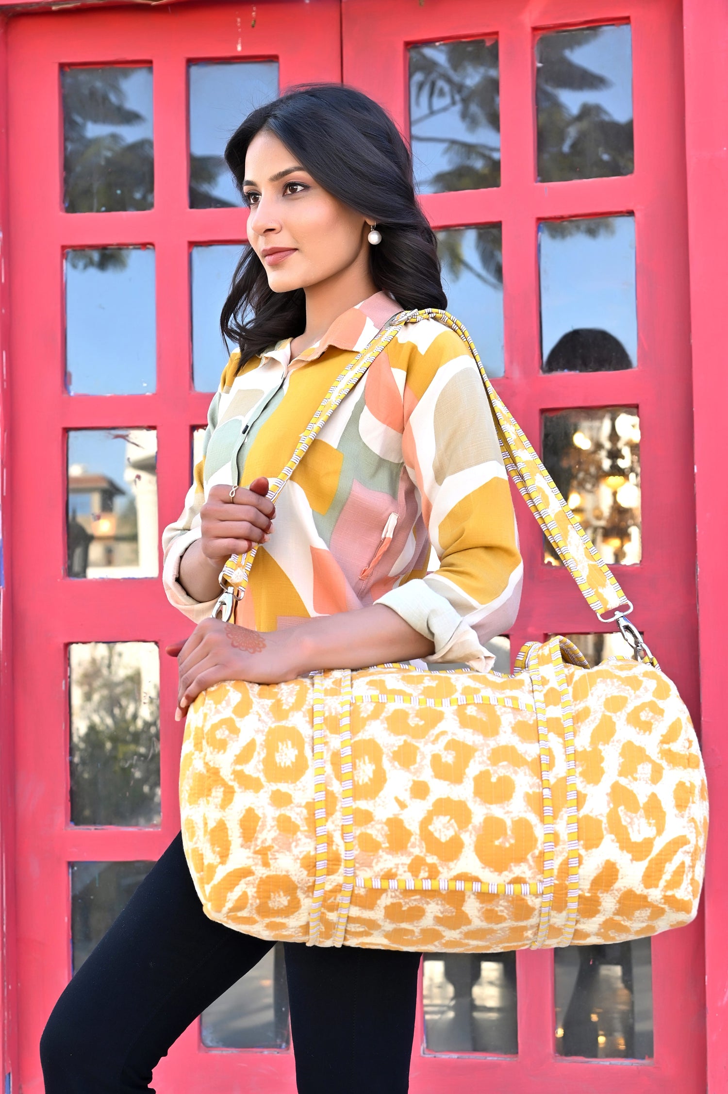 The Leopard Cotton Weekender — handmade hand block printed cotton weekender bag, ethically made in Rajasthan, India